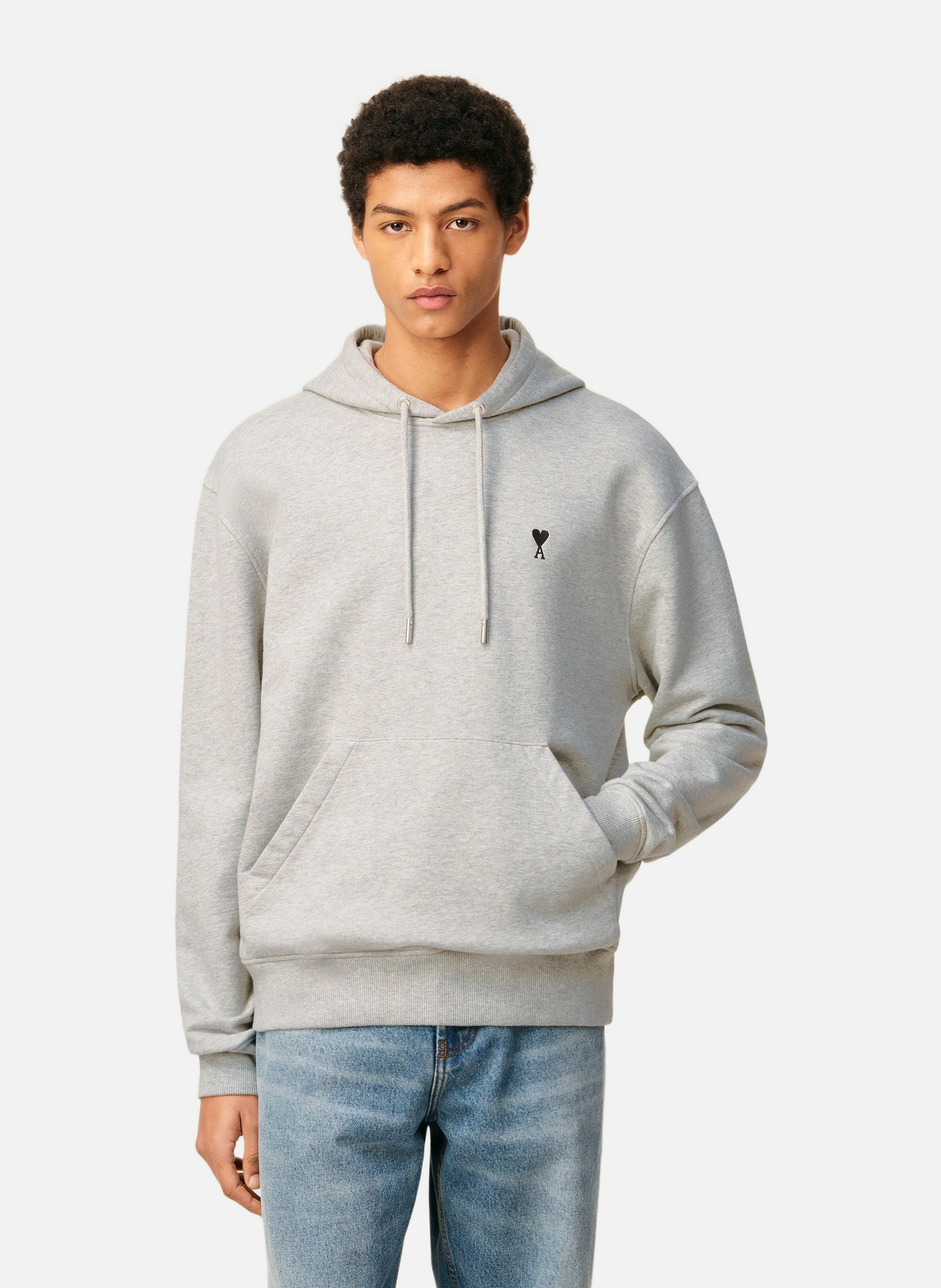 Hoodie ami de coeur en coton AMI PARIS Gris
