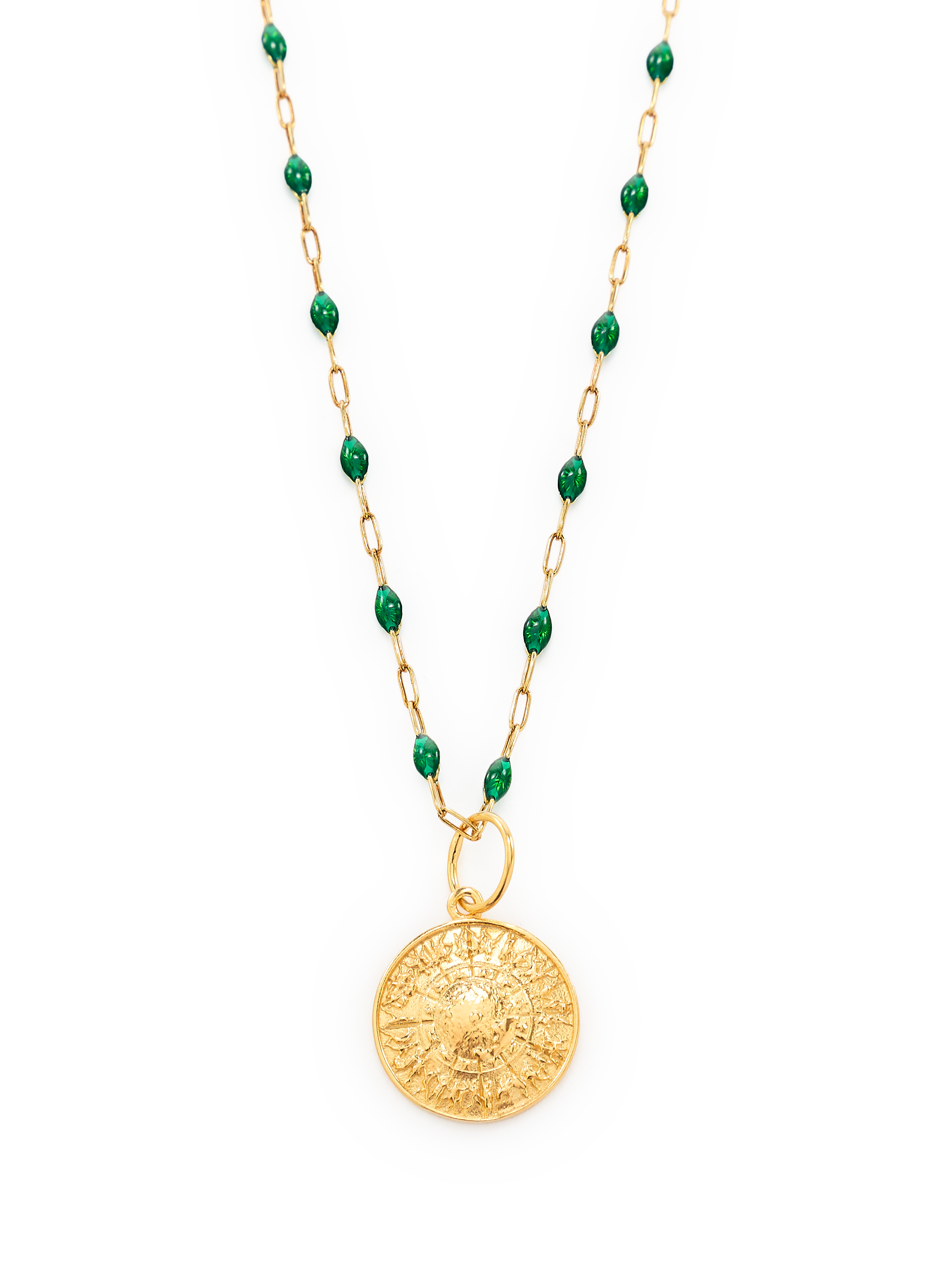 Collier à pierres naturelles Shield of Achilles HERMINA ATHENS Vert