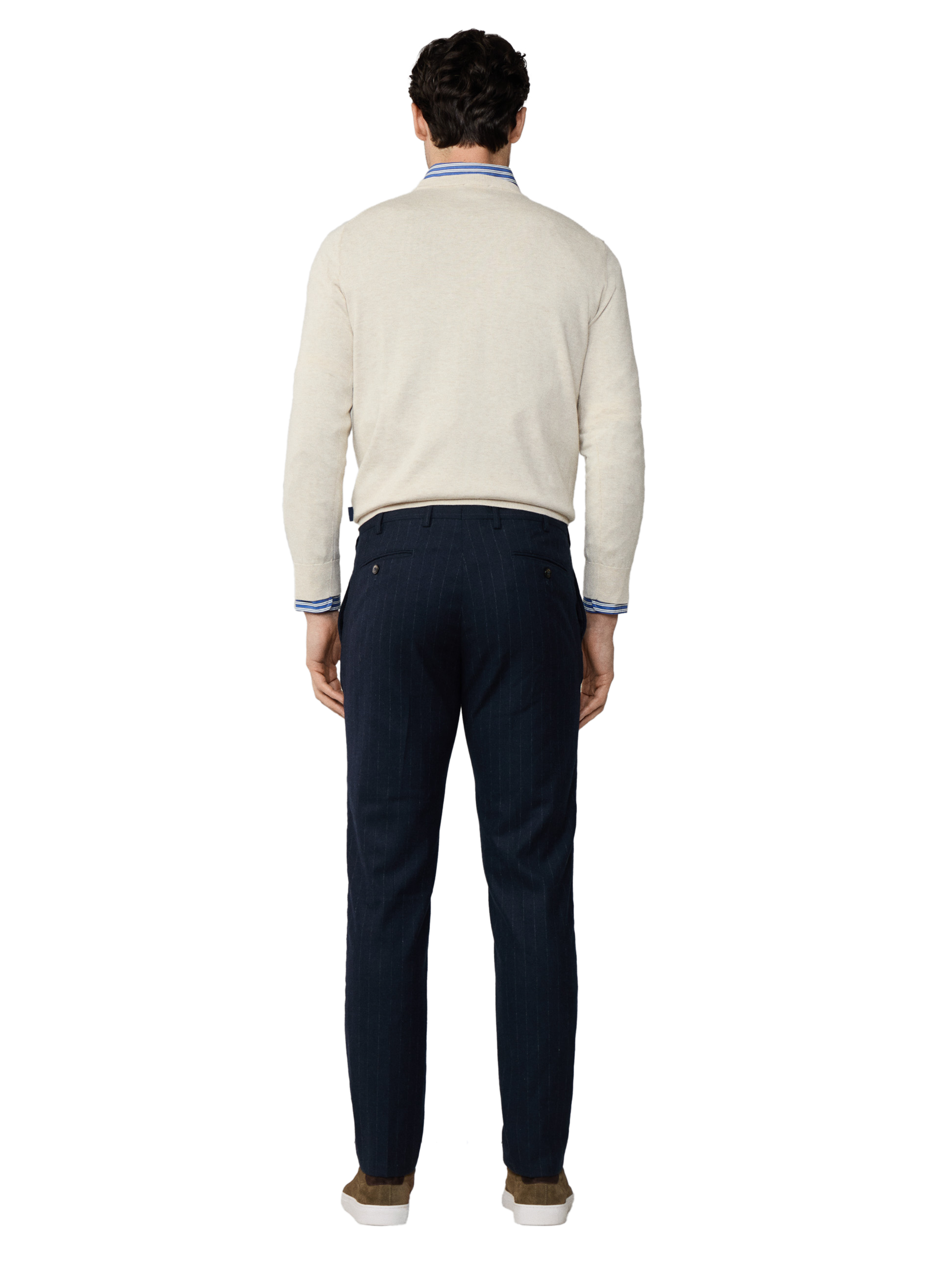 Pantalon droit rayé en laine FACONNABLE Bleu