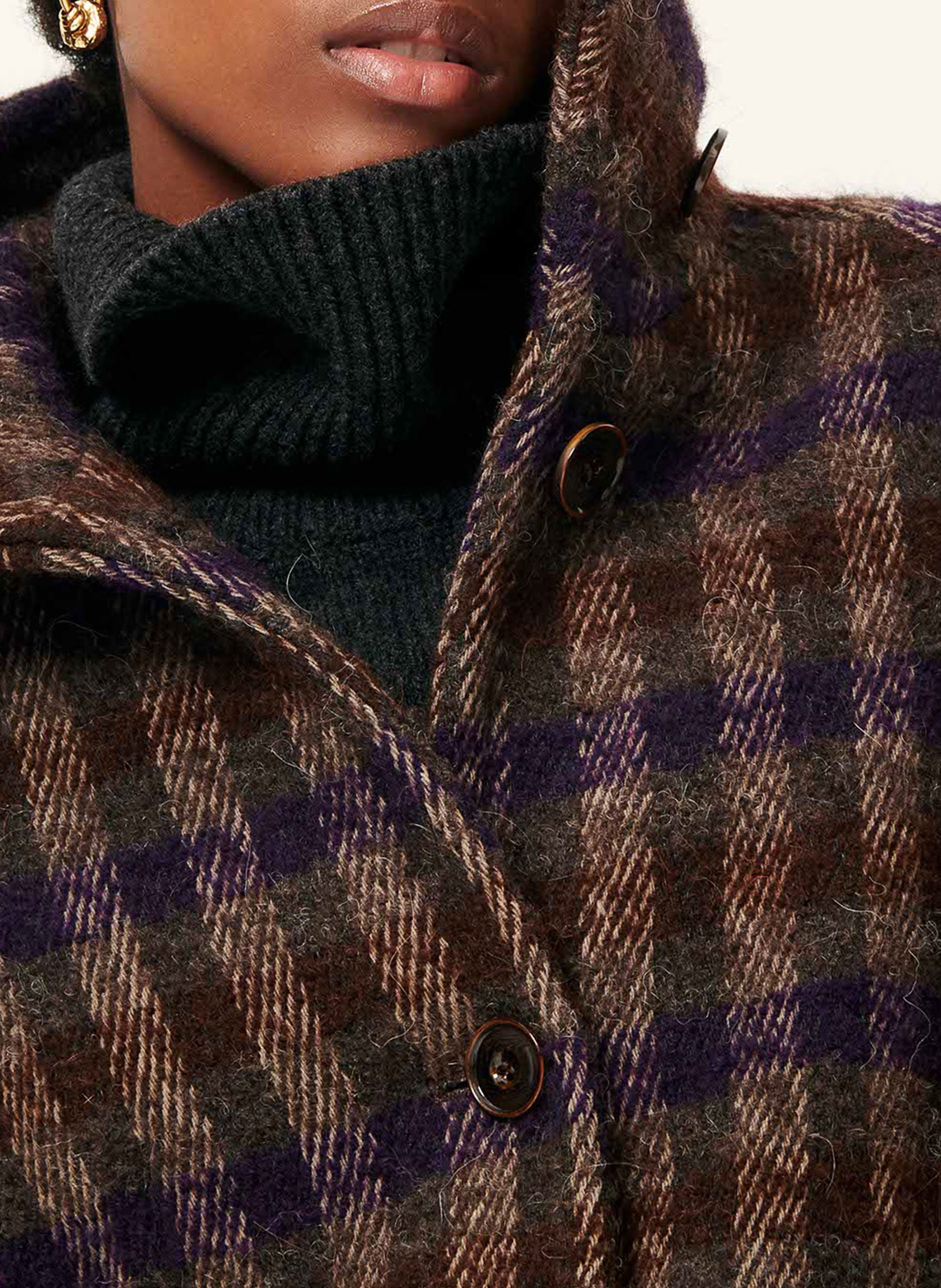 Manteau oversize à carreaux lee valley SESSUN Marron