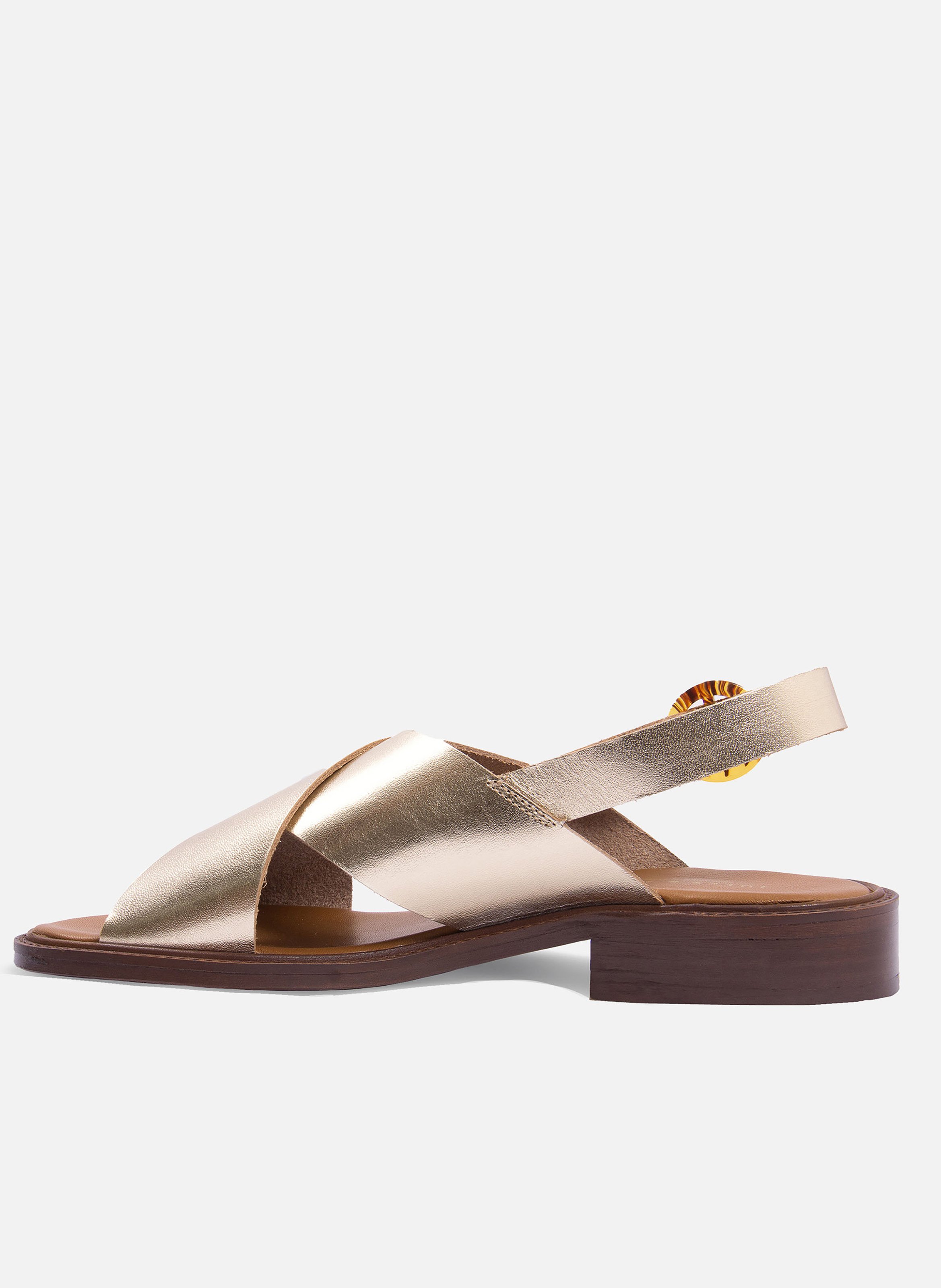 Sandales plates boucle écaille cuir JULES & JENN Doré