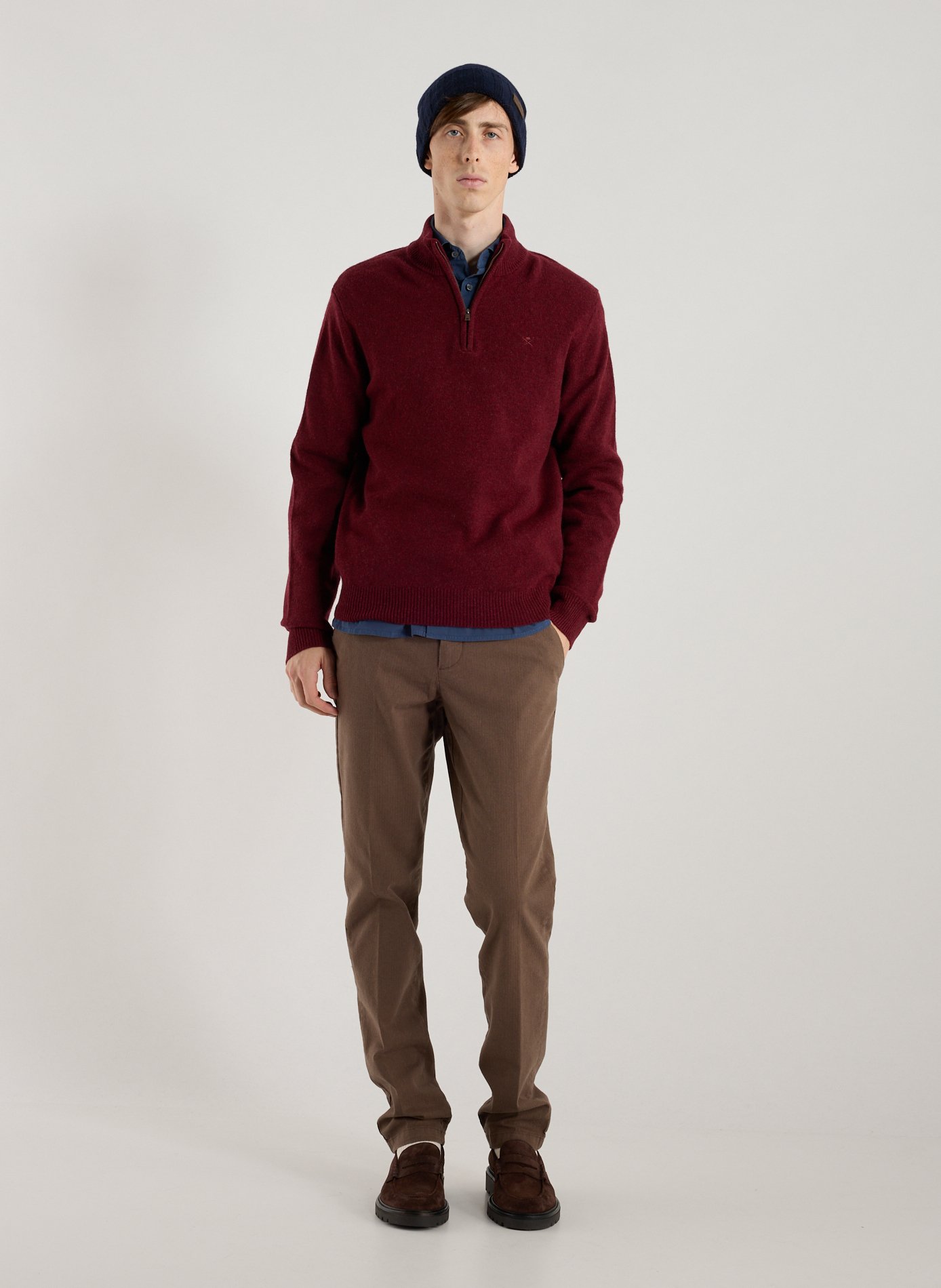 High collar sweatshirt in wool HACKETT Red