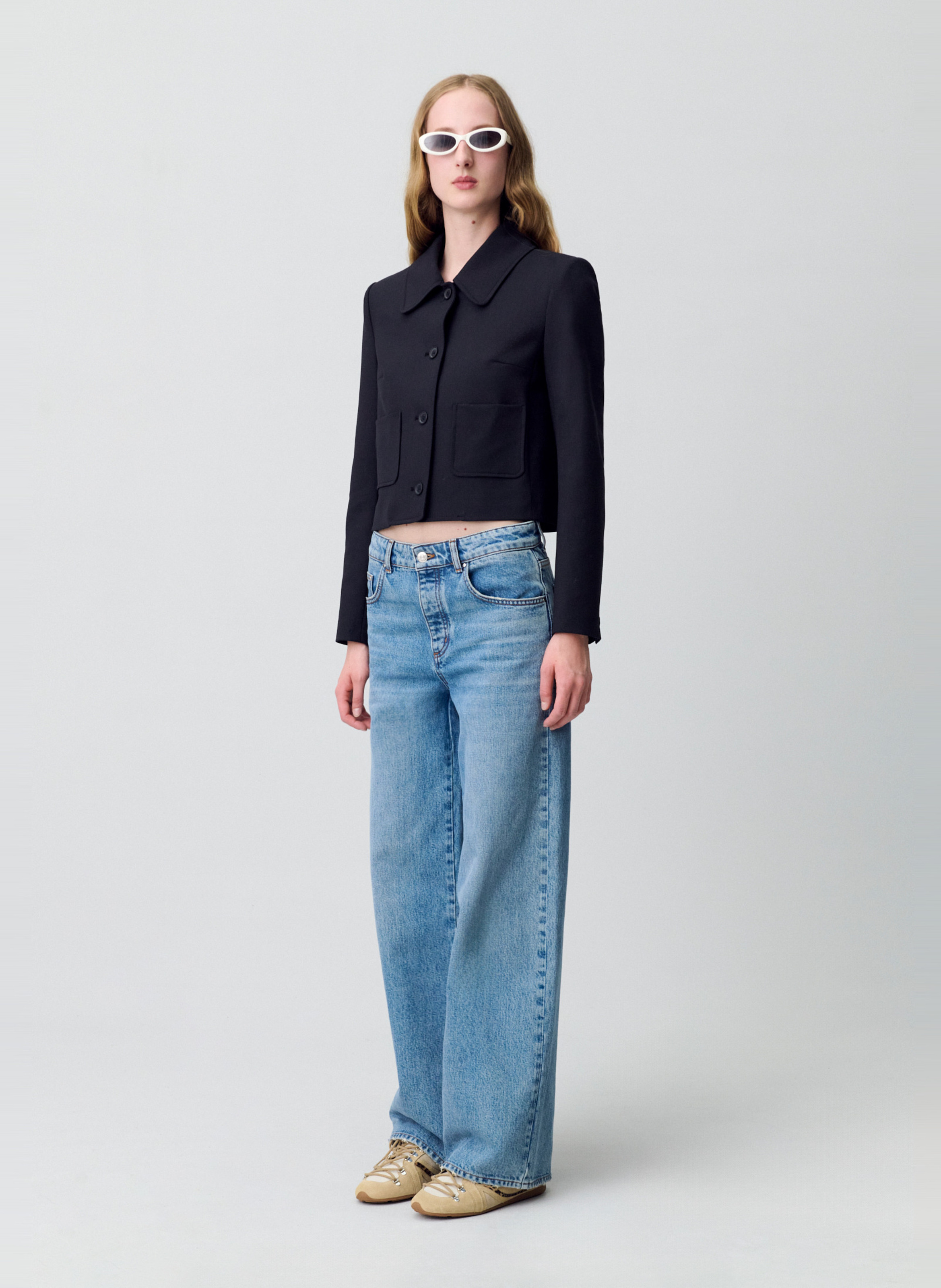 Veste col classique en laine mélangée CLAUDIE PIERLOT Noir