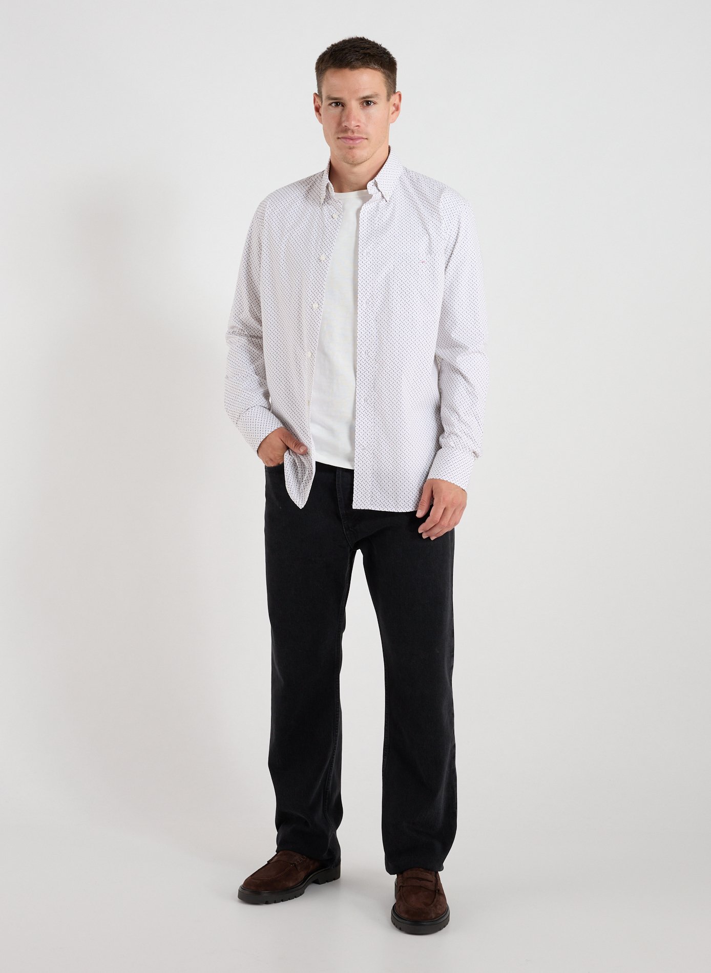 Classic collar shirt with cotton print EDEN PARK Beige