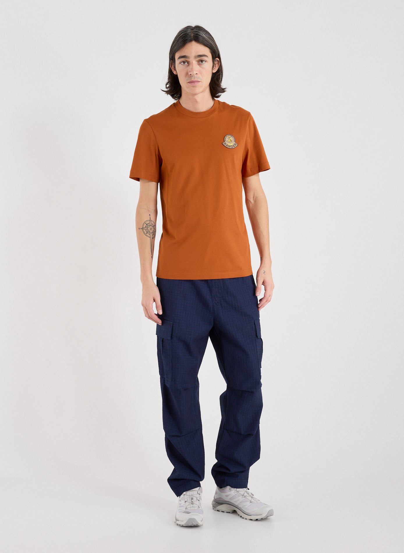 Cotton round-neck T-shirt MONCLER Orange