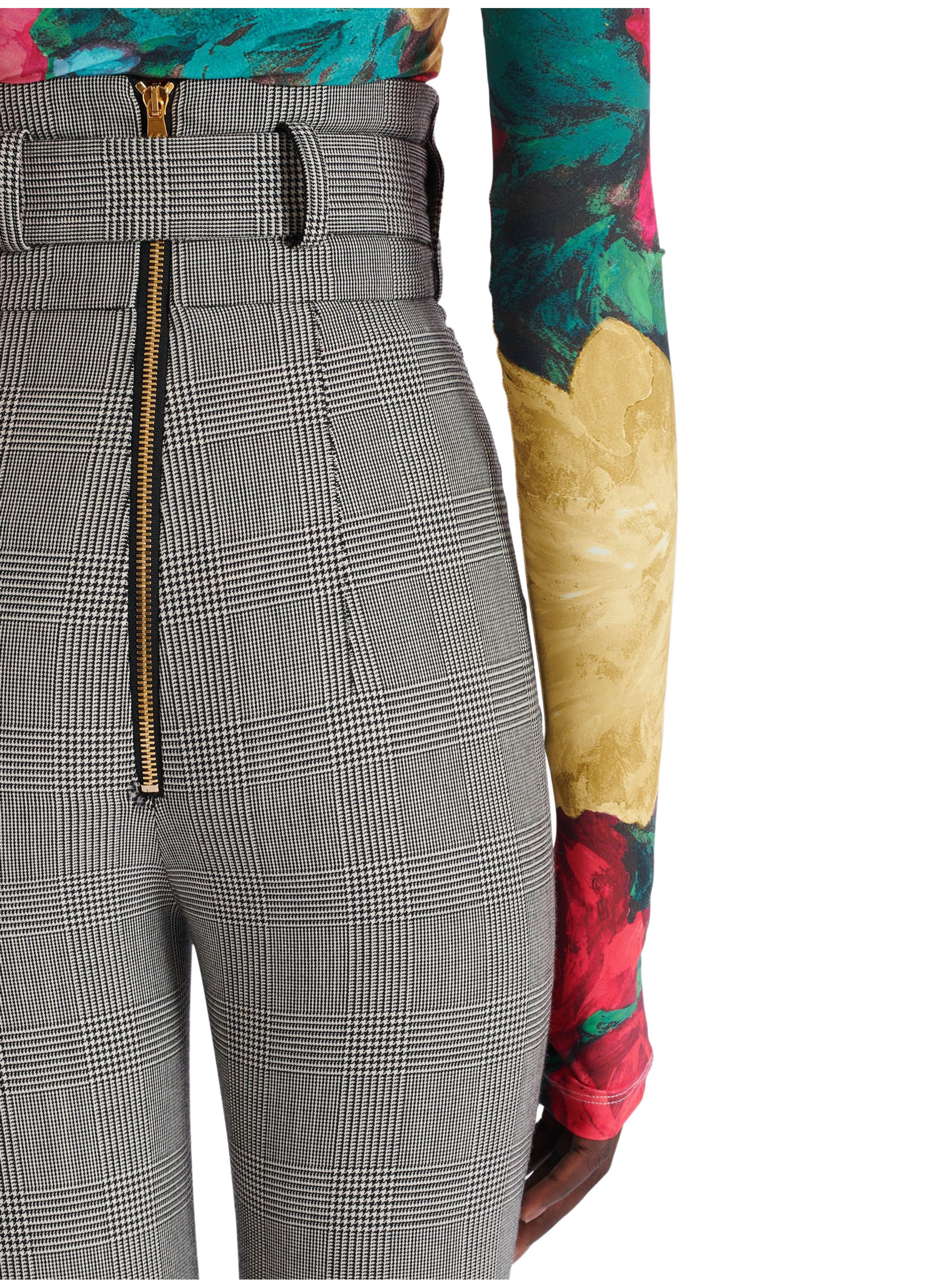 Pantalon façon fuseau en jacquard prince de galles BALMAIN Noir