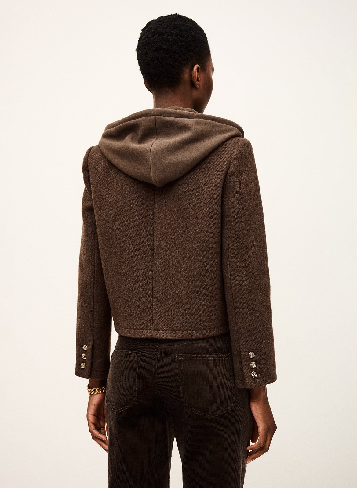 Veste courte boutonnée à capuche merry BA&SH Marron