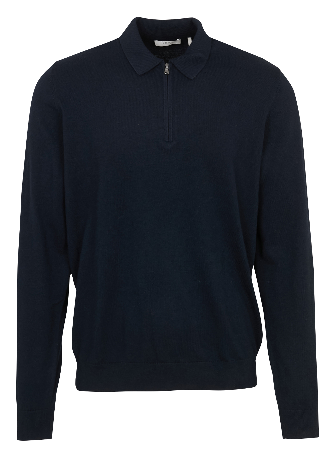 Pull droit uni à col polo zippé IKKS Bleu