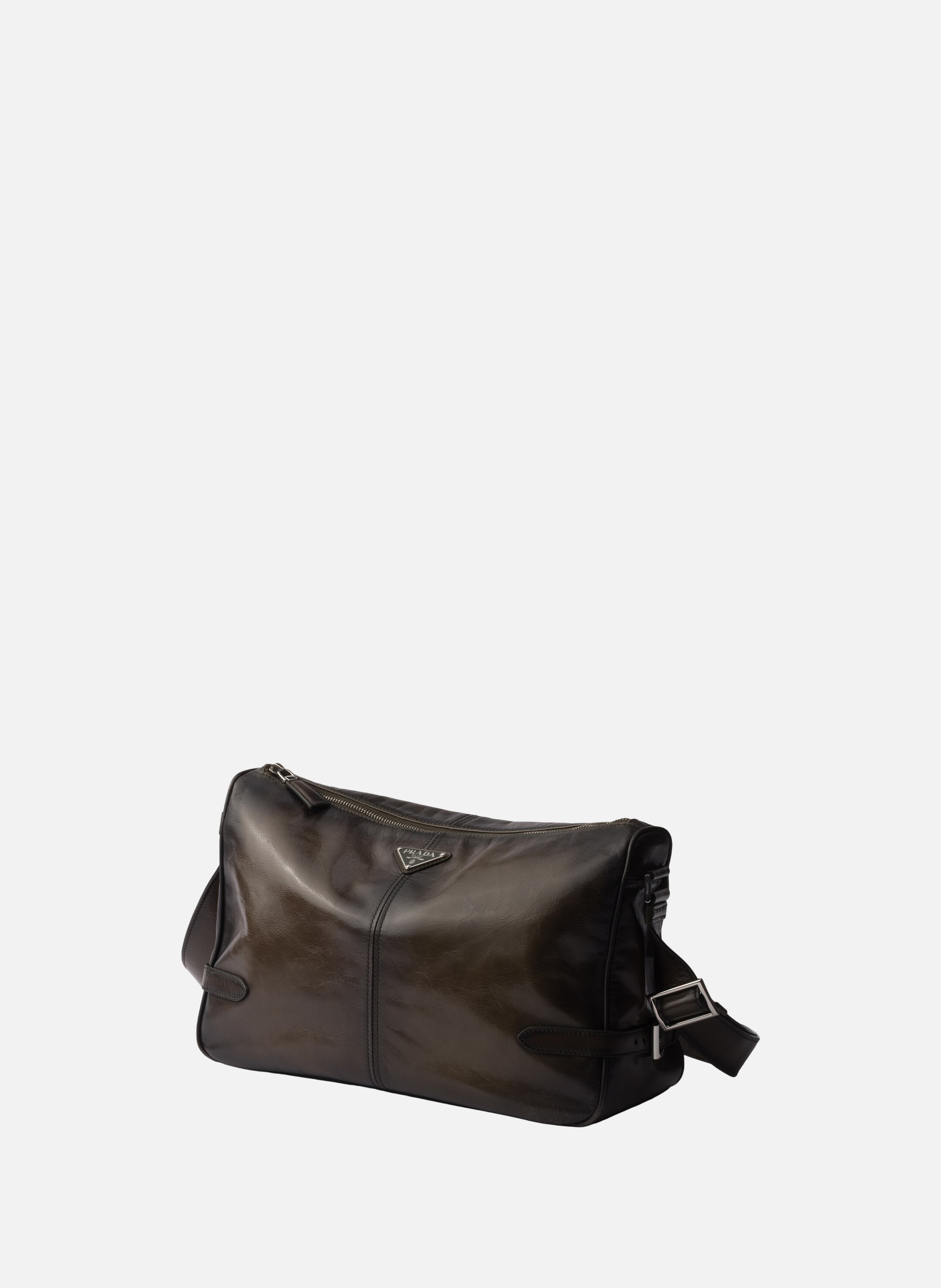 Sac à bandoulière en cuir vieilli avec fermeture à PRADA Vert