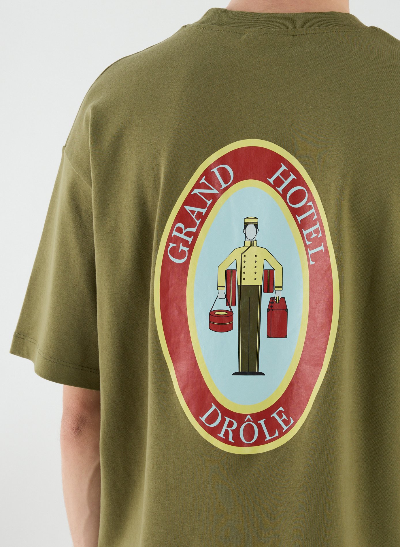 T-Shirt ample sérigraphié en coton DROLE DE MONSIEUR Kaki