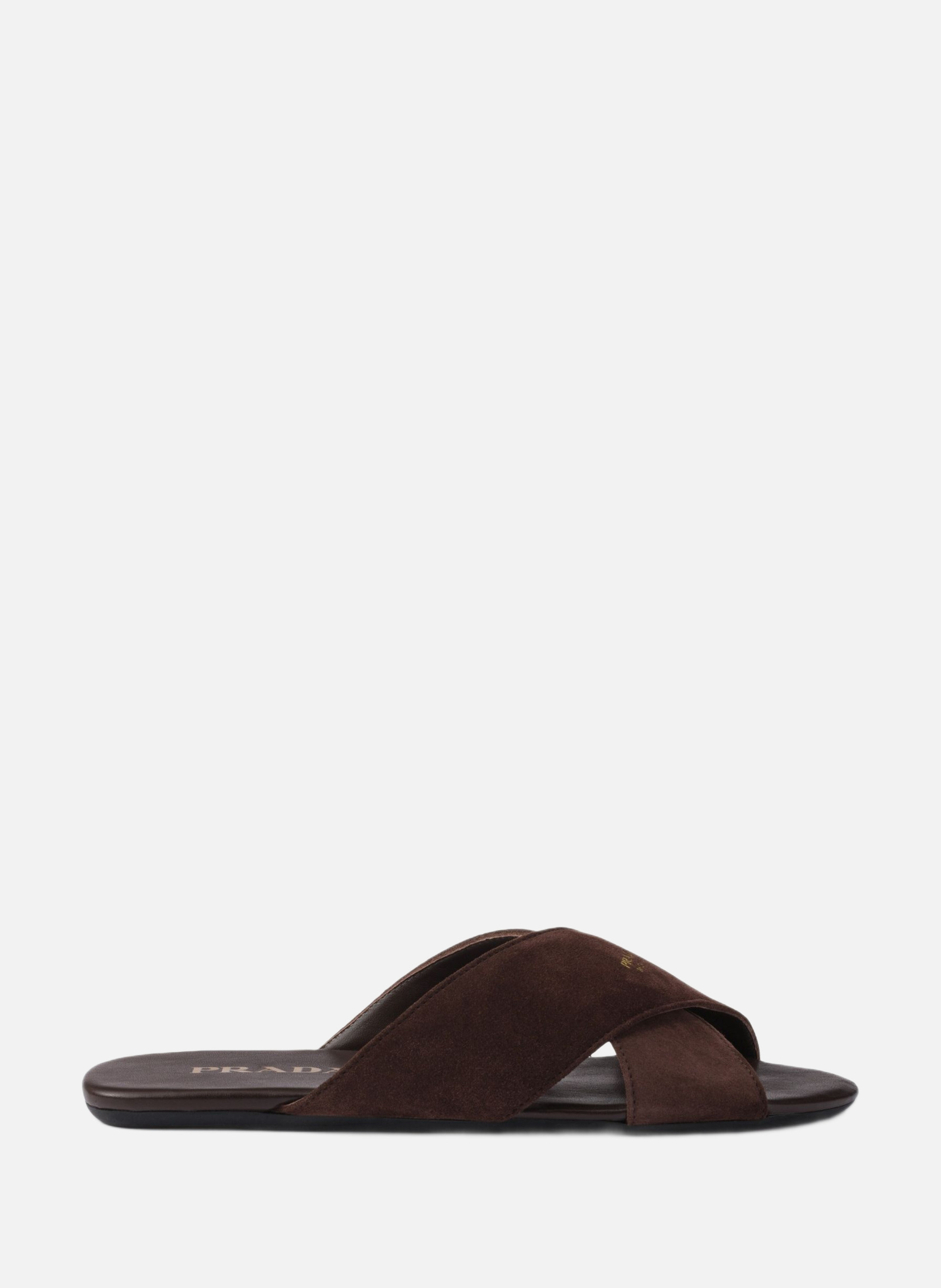 Mules en veau velours PRADA Marron