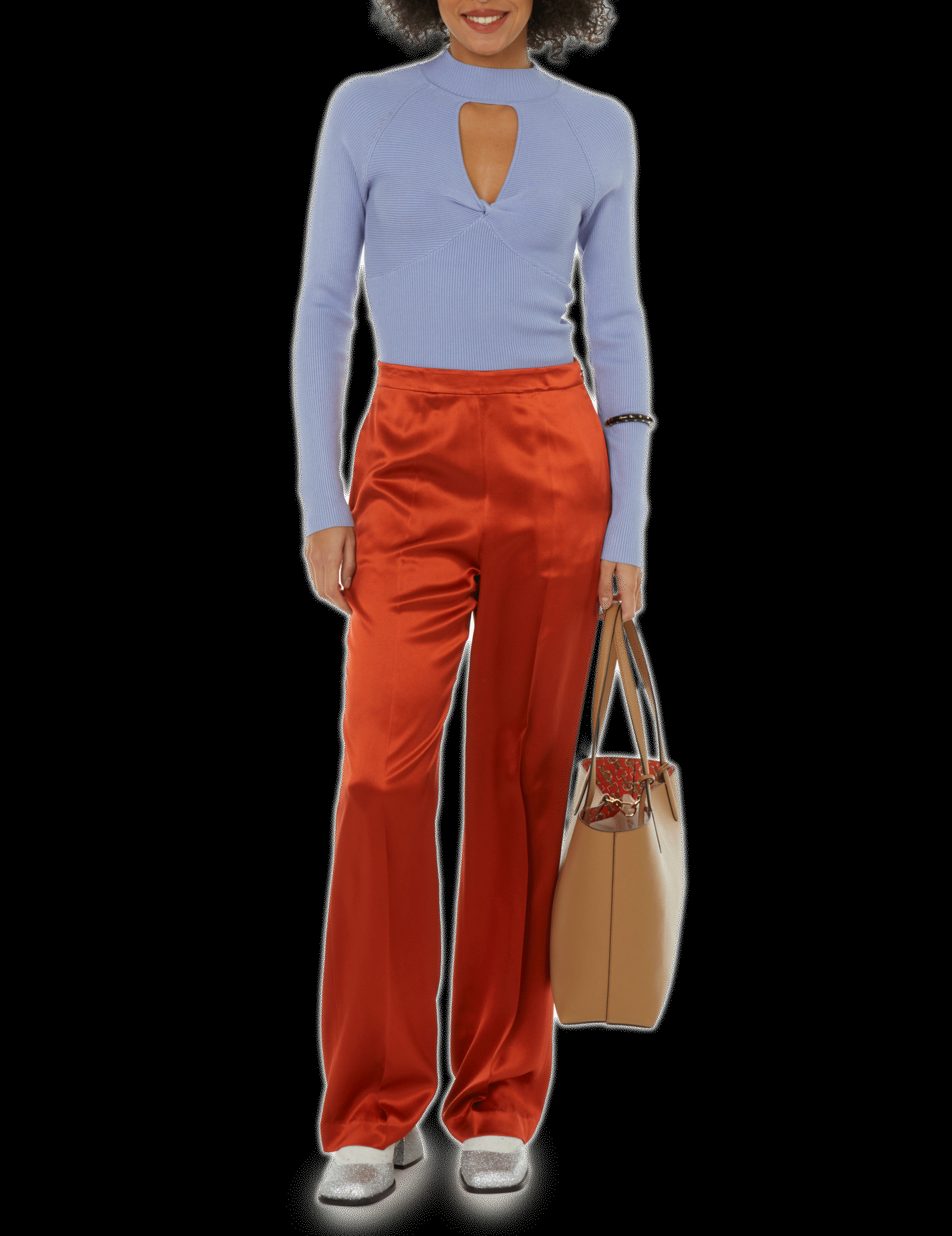 Pantalon droit en soie POLO RALPH LAUREN Orange