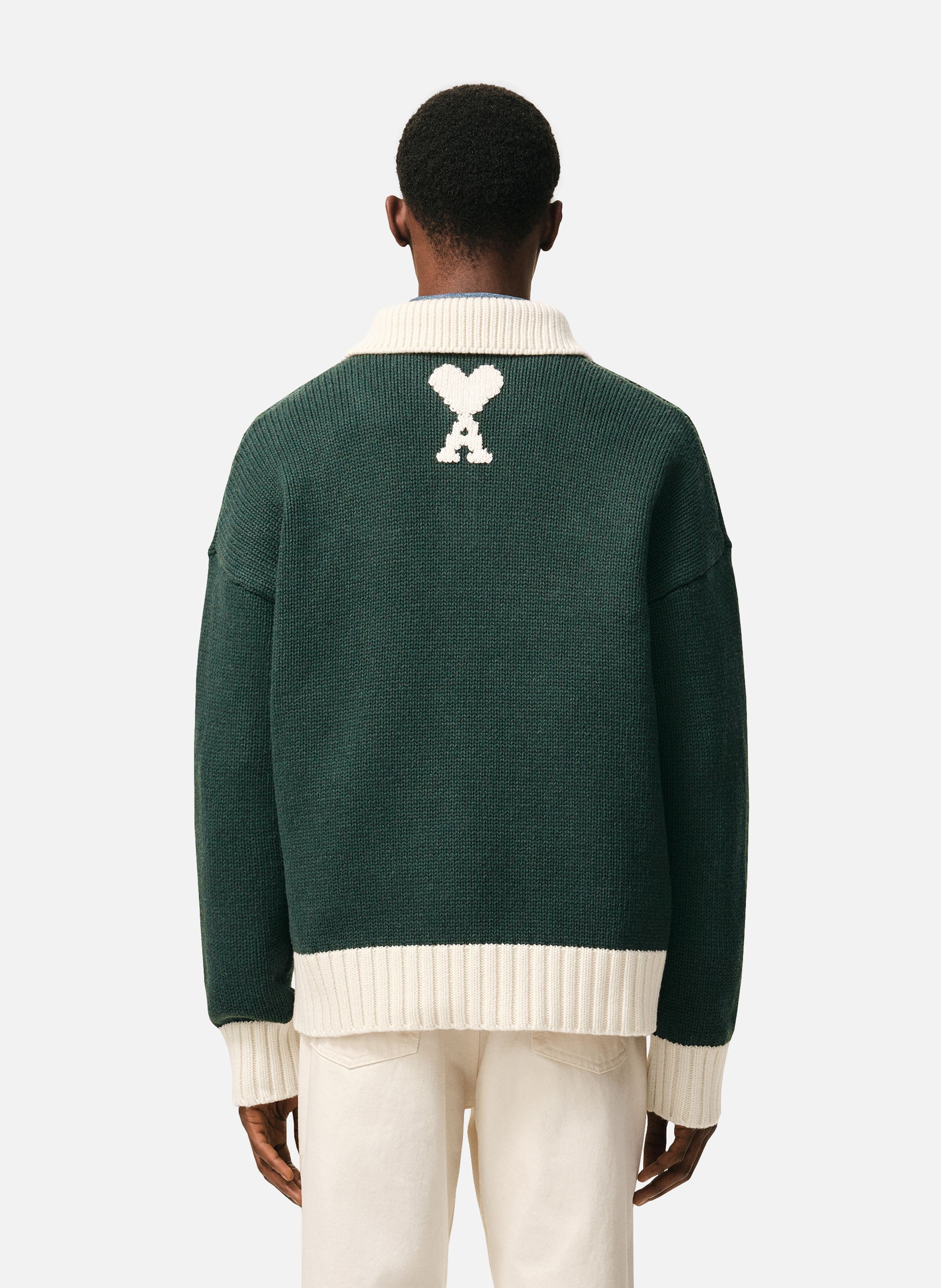 Polo chevaux unisexe en laine AMI PARIS Vert