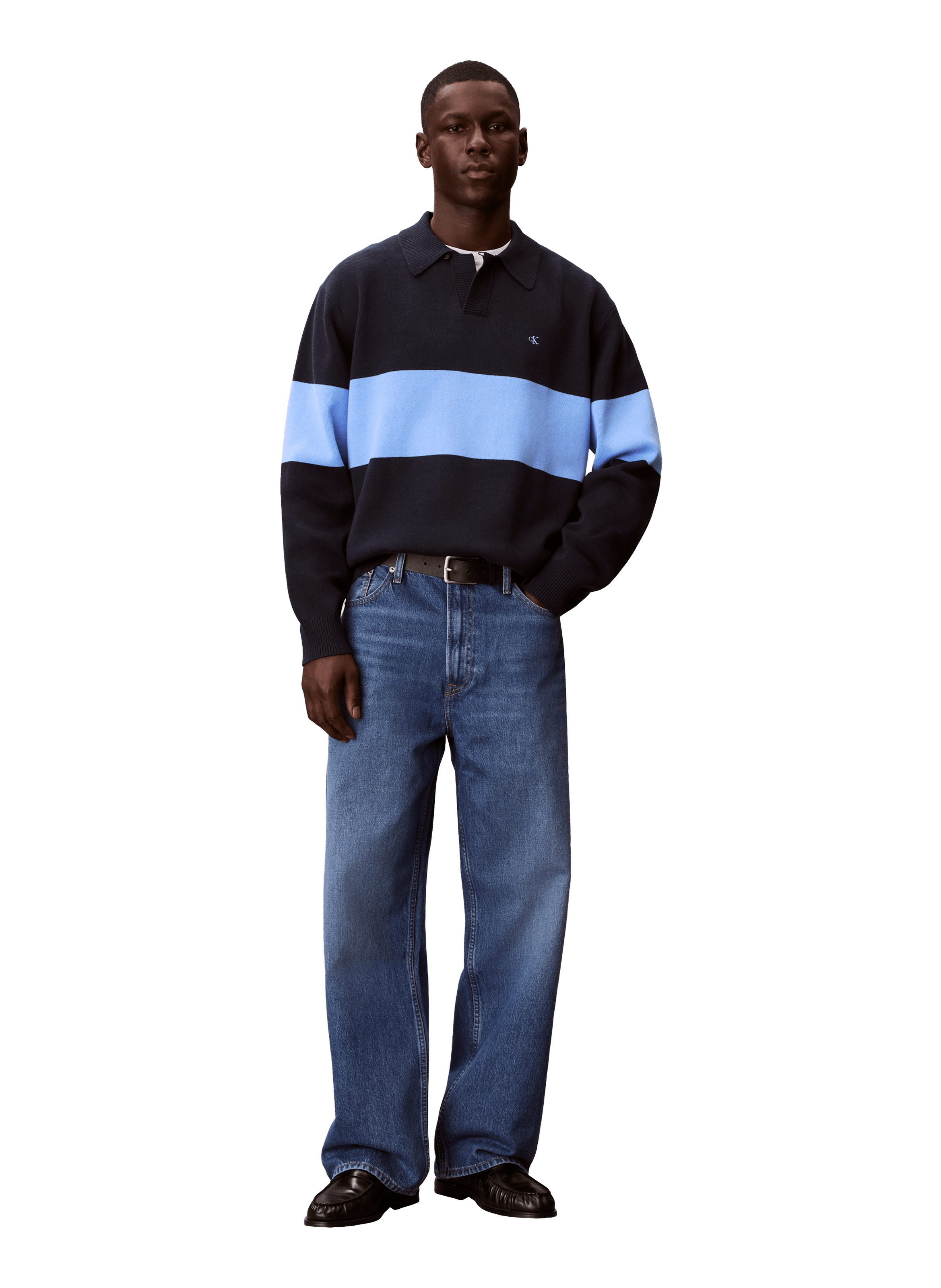 Cotton polo neck sweater CALVIN KLEIN Blue