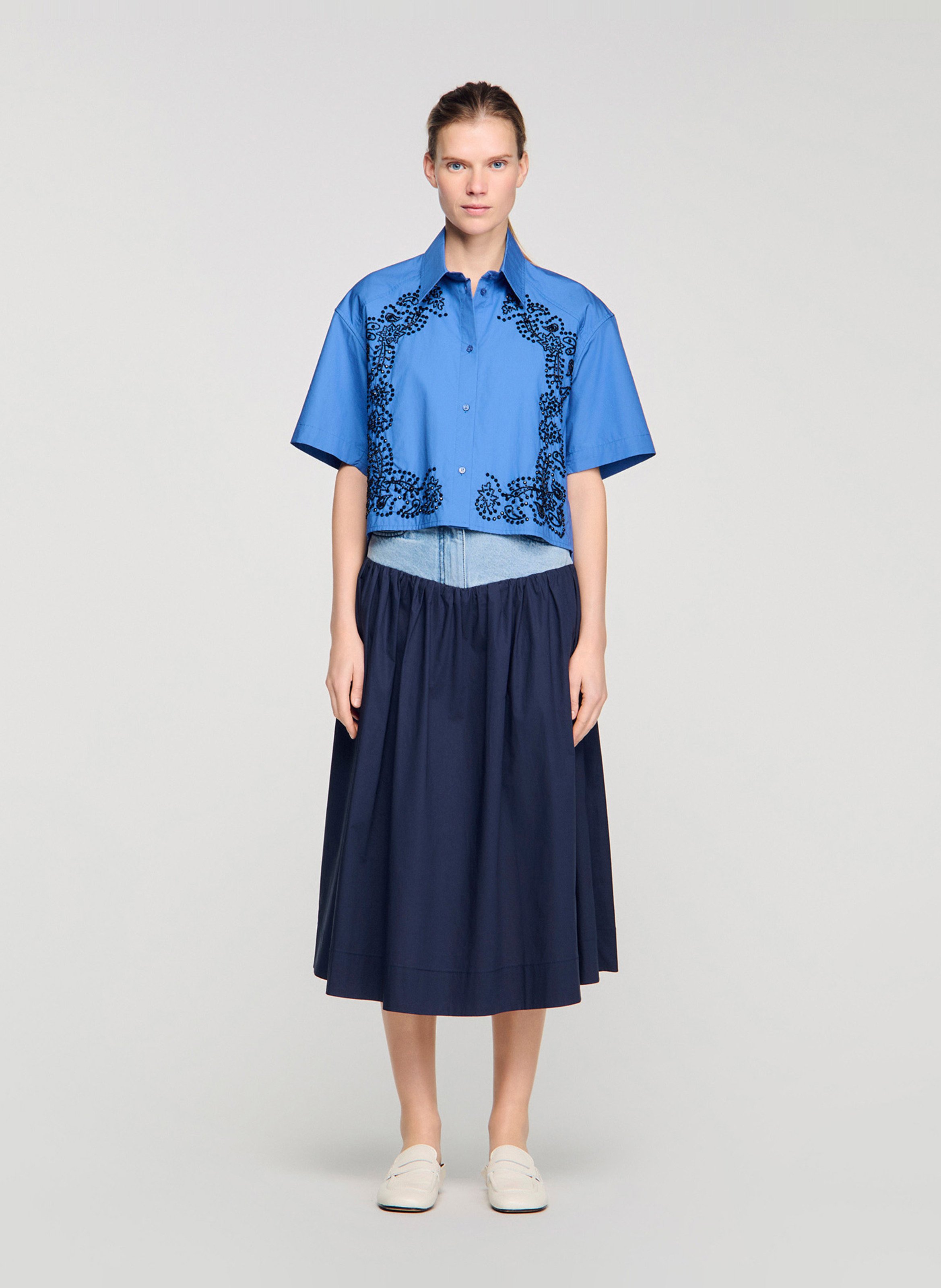 Chemise col classique en coton SANDRO Bleu