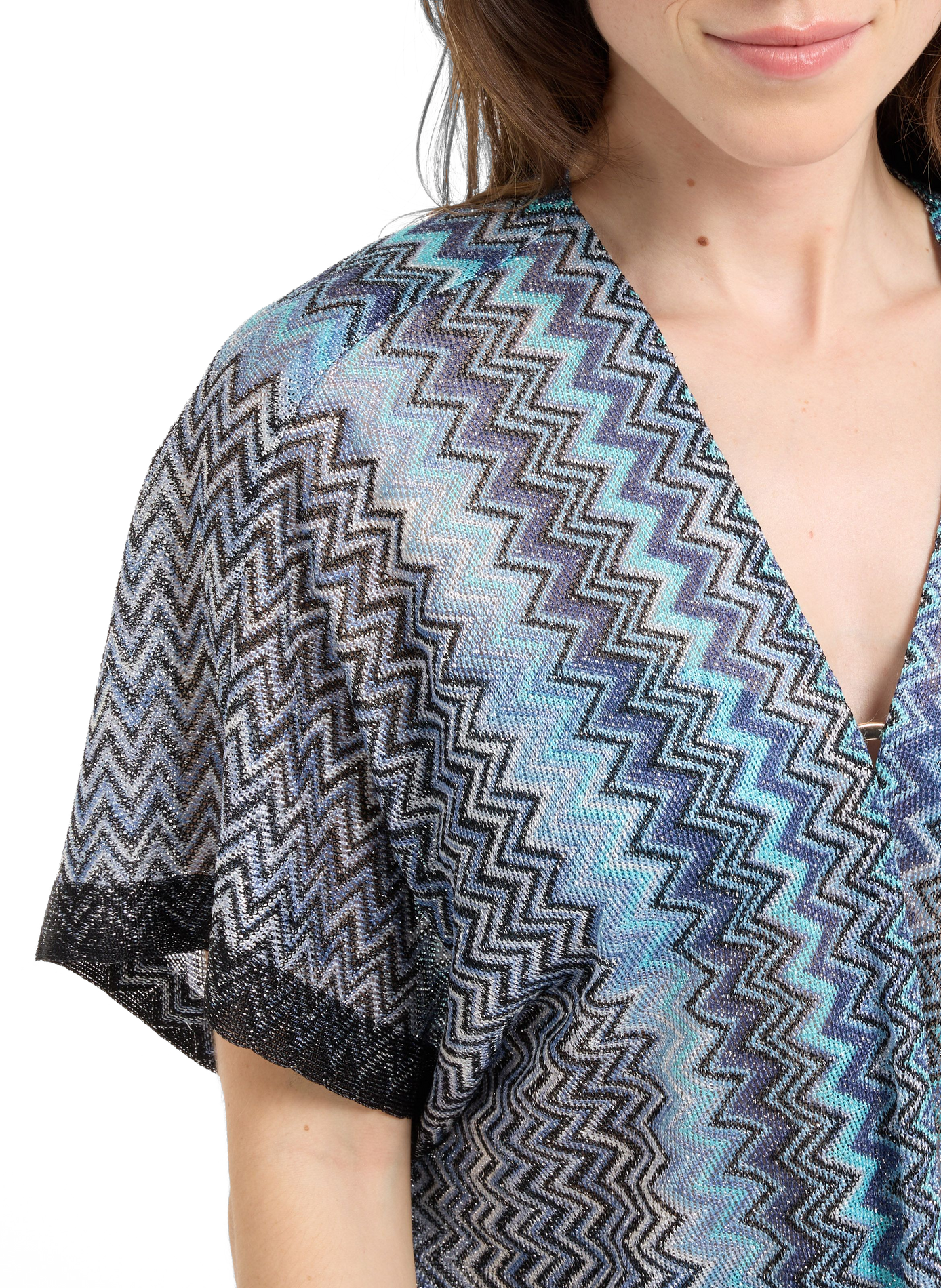 Jacket with pattern and removable belt SAISON 1865 Blue