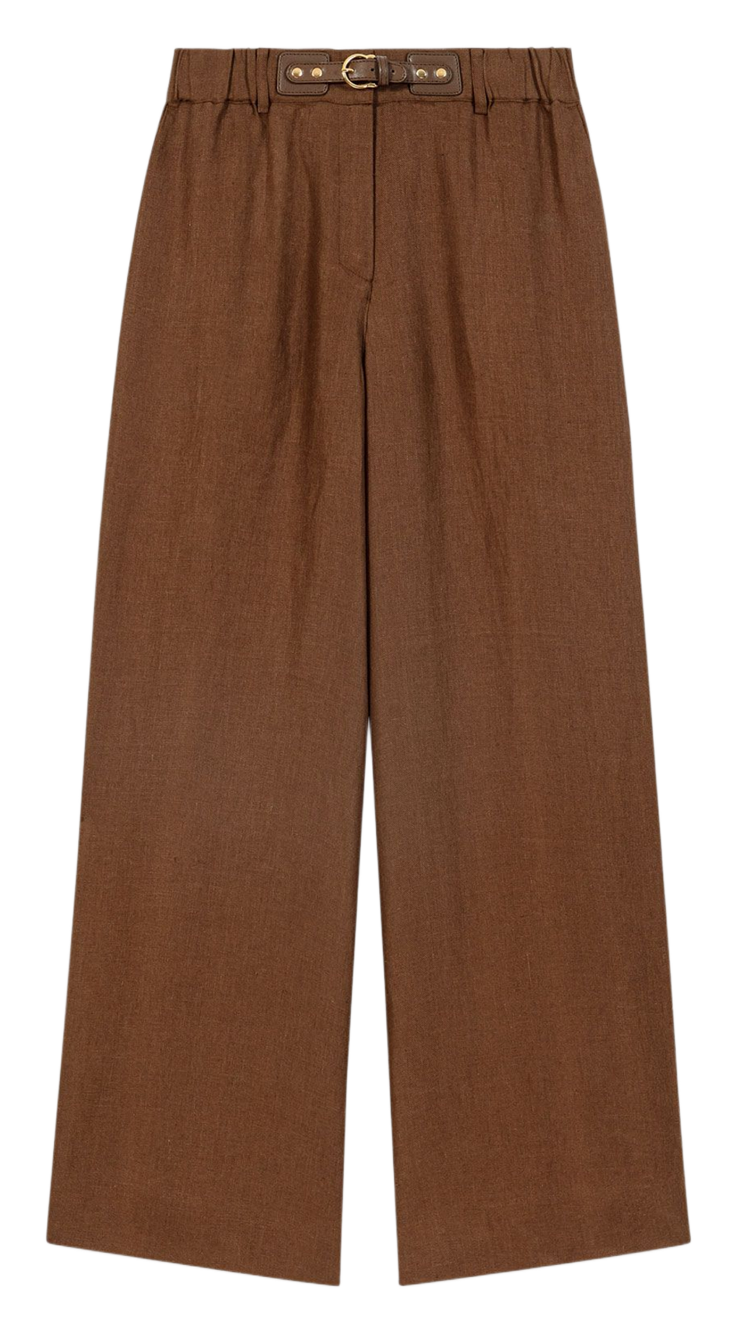 Pantalon large en lin MAJE Marron