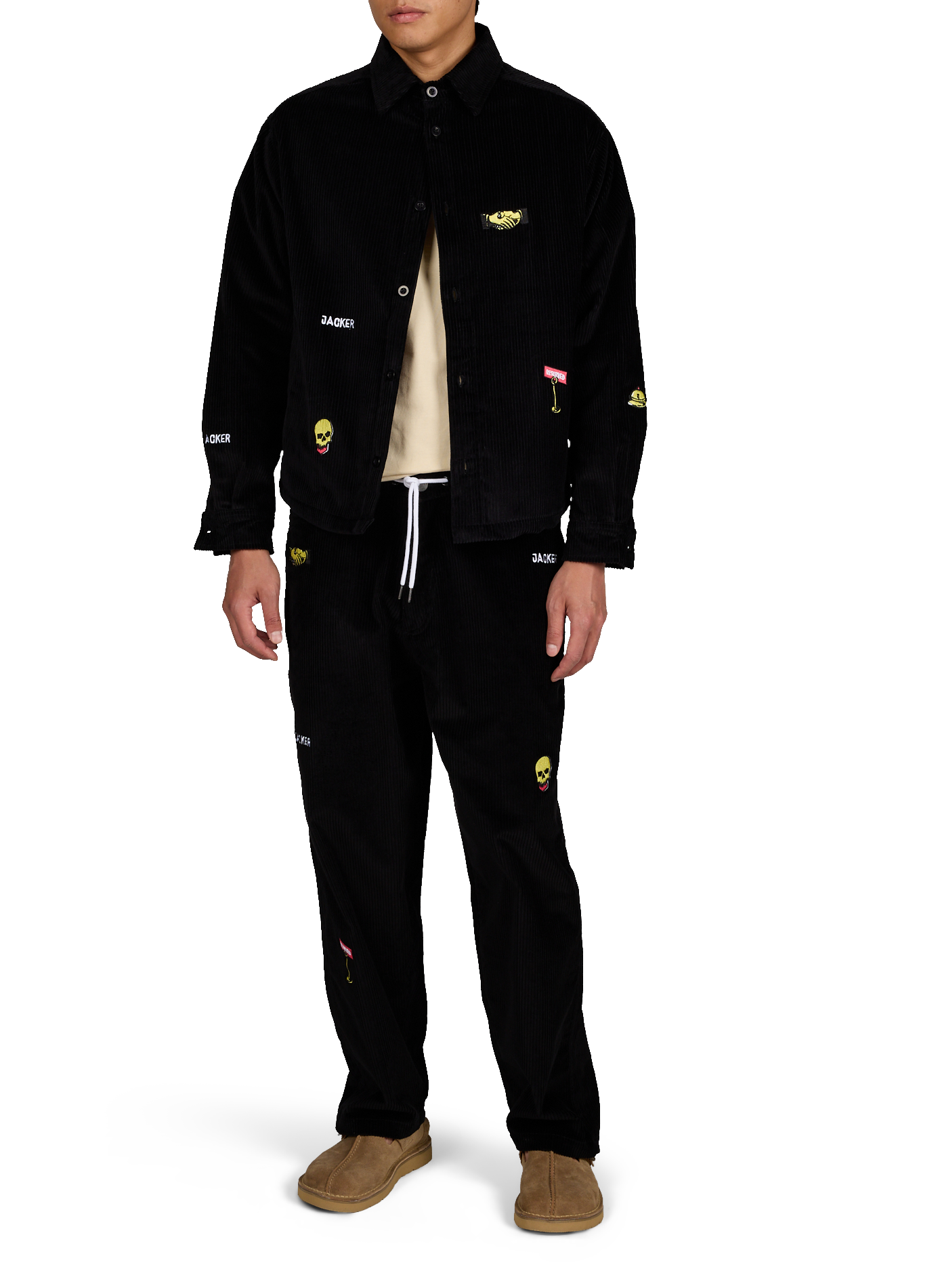 Surchemise droite côtelée en coton JACKER. Noir