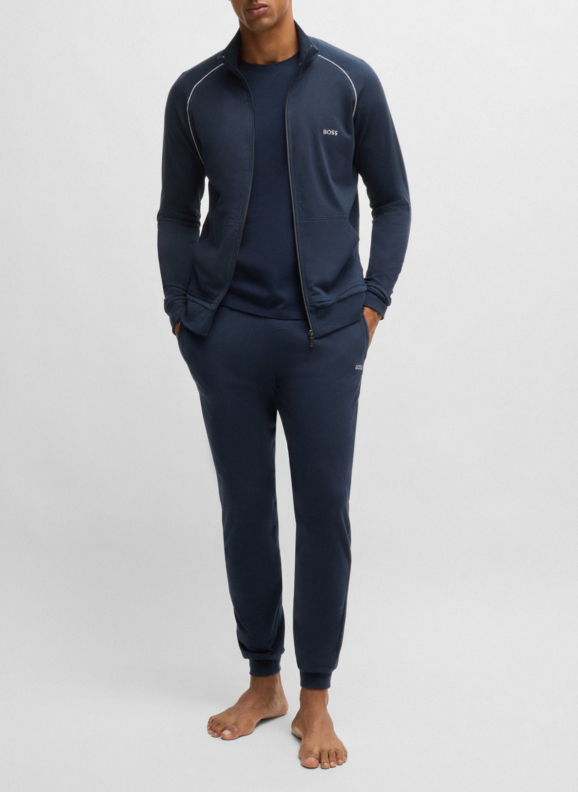 Jogging droit en coton BOSS Bleu