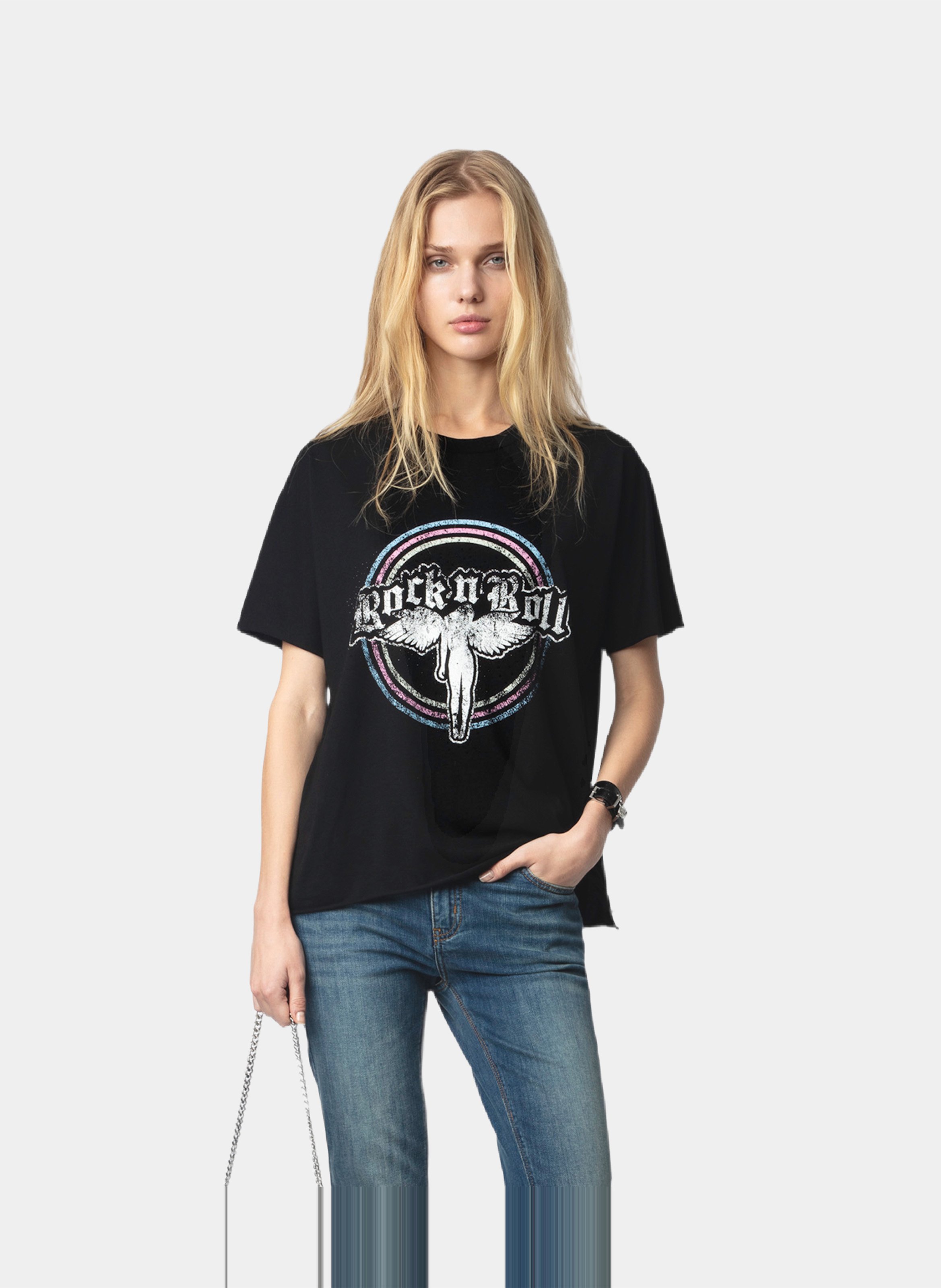 Tee-shirt imprimé en coton bio tommer ZADIG&VOLTAIRE Noir