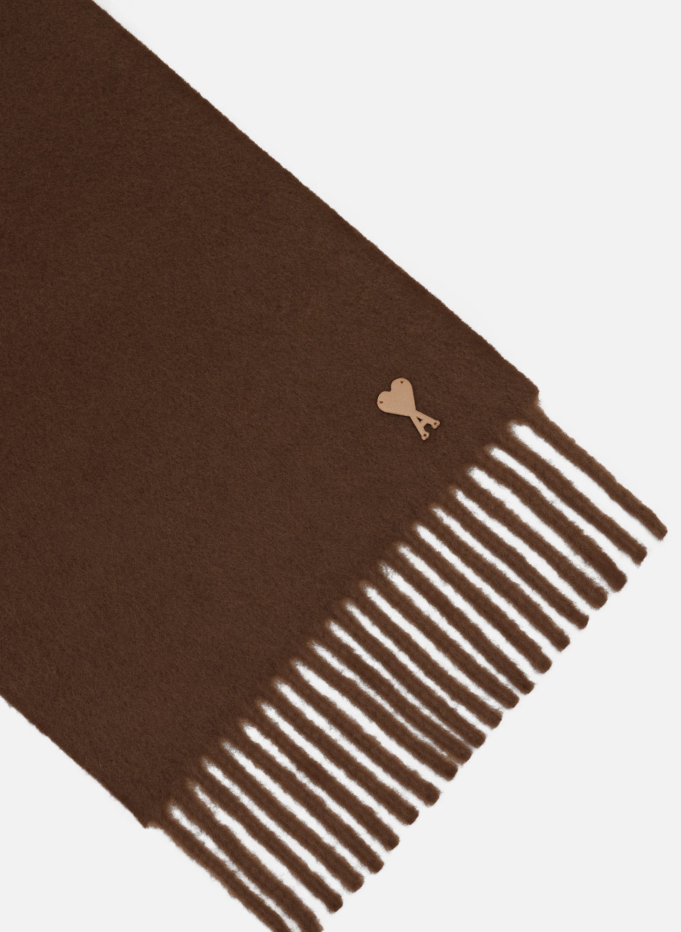 Echarpe unisexe en laine patch ami de coeur AMI PARIS Marron