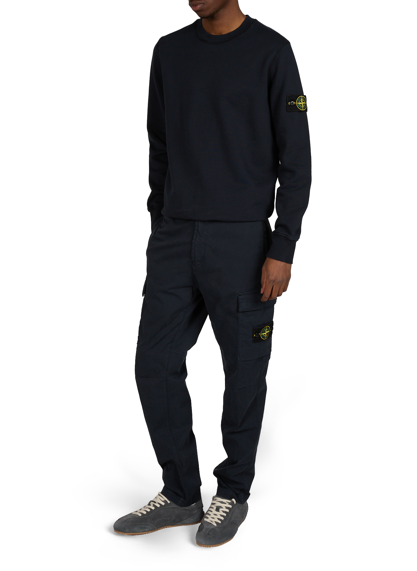 Straight round neck plain sweatshirt STONE ISLAND Blue
