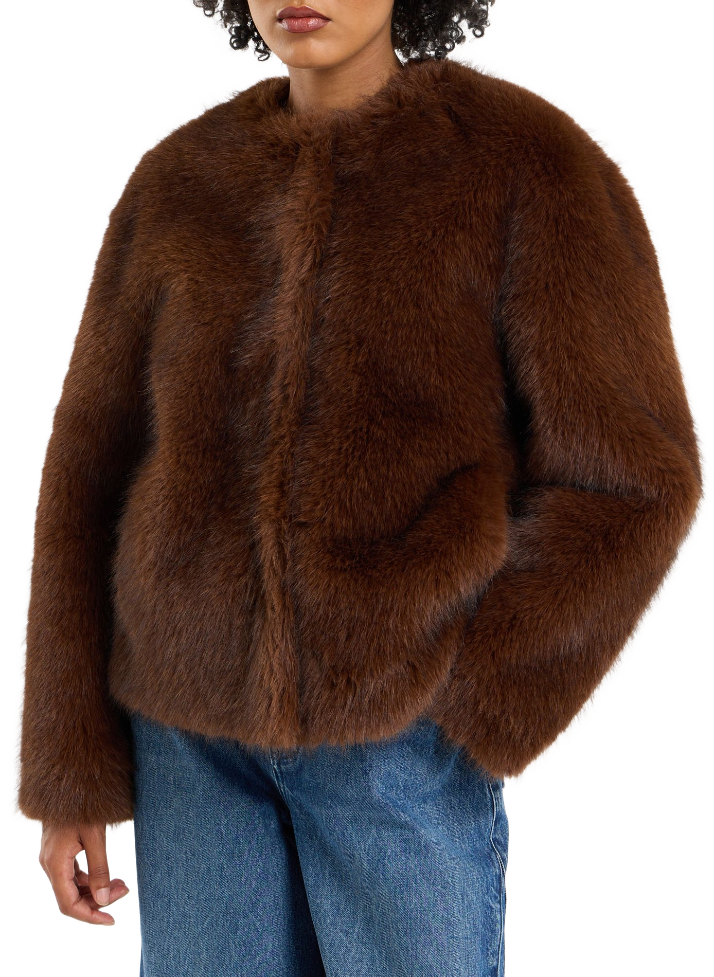 Round neck coat SAISON 1865 Brown