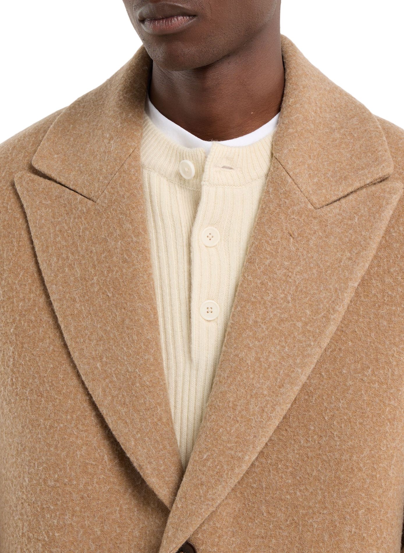 Manteau long uni en laine mélangée SAISON 1865 Beige
