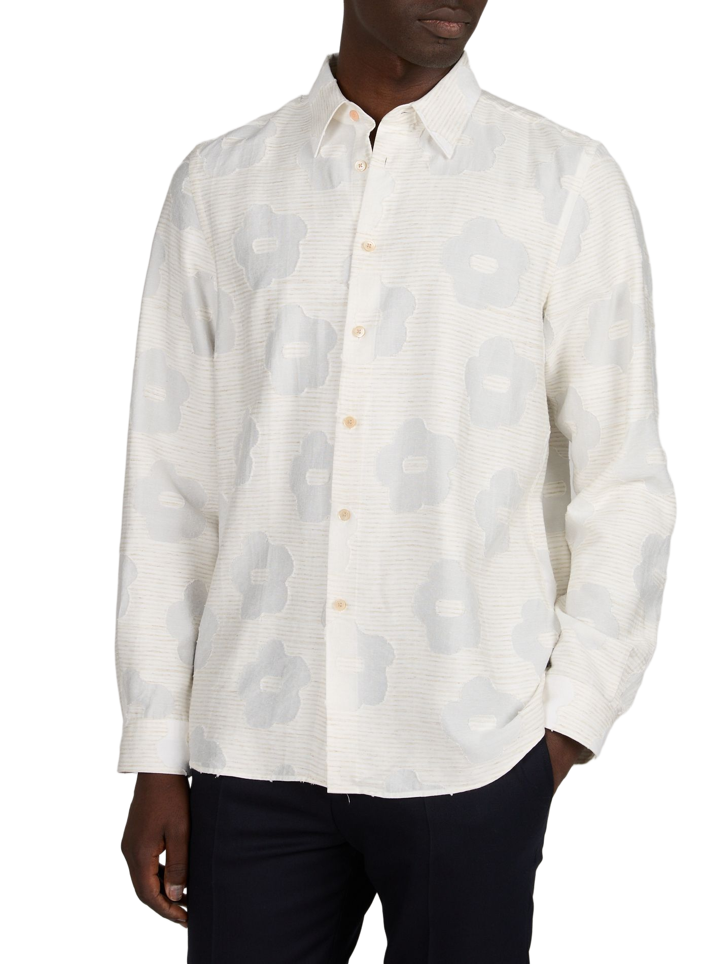 Chemise large à motifs contrastés PAUL SMITH Blanc