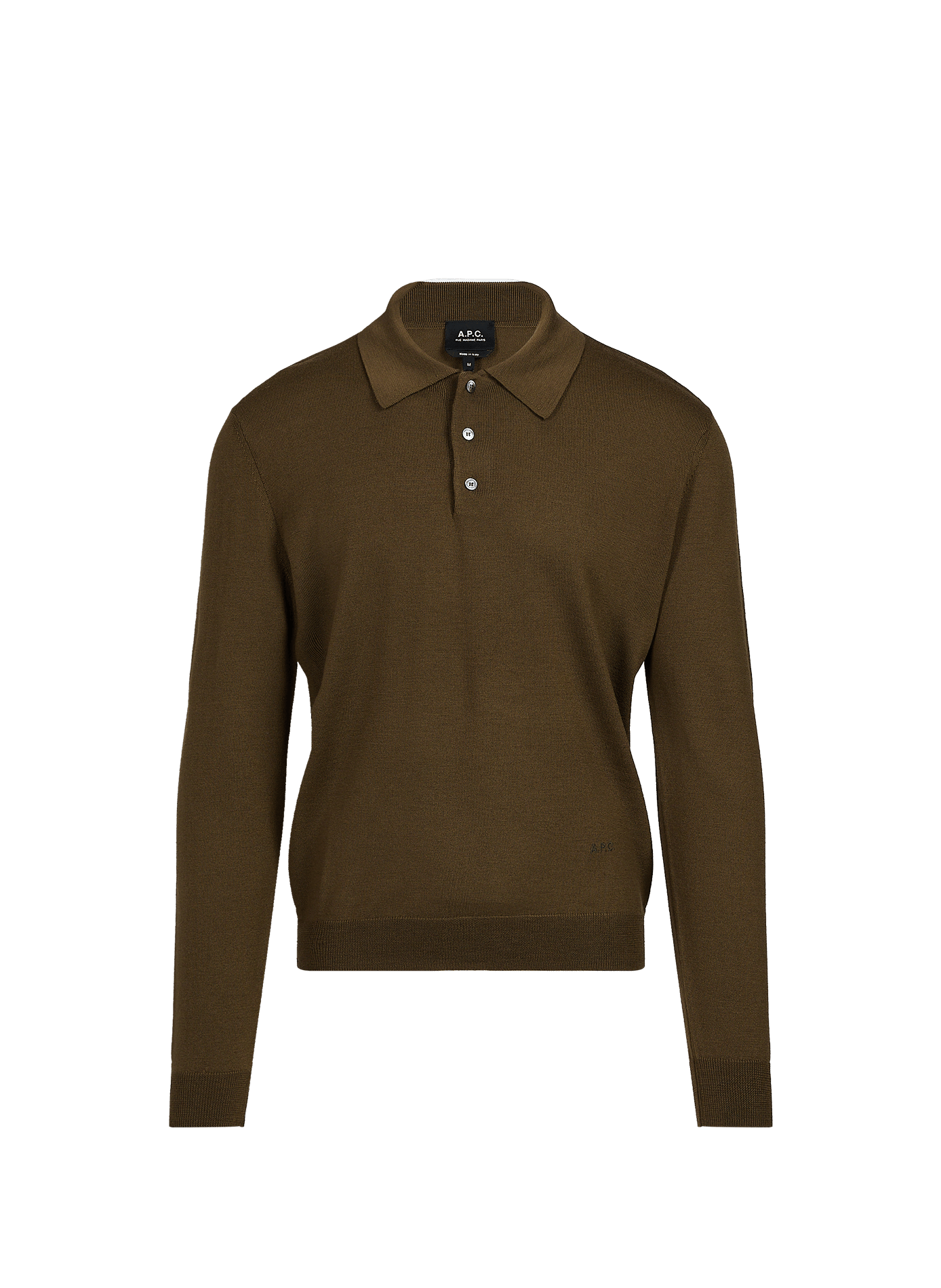 Wool plain polo neck sweater A.P.C. Khaki