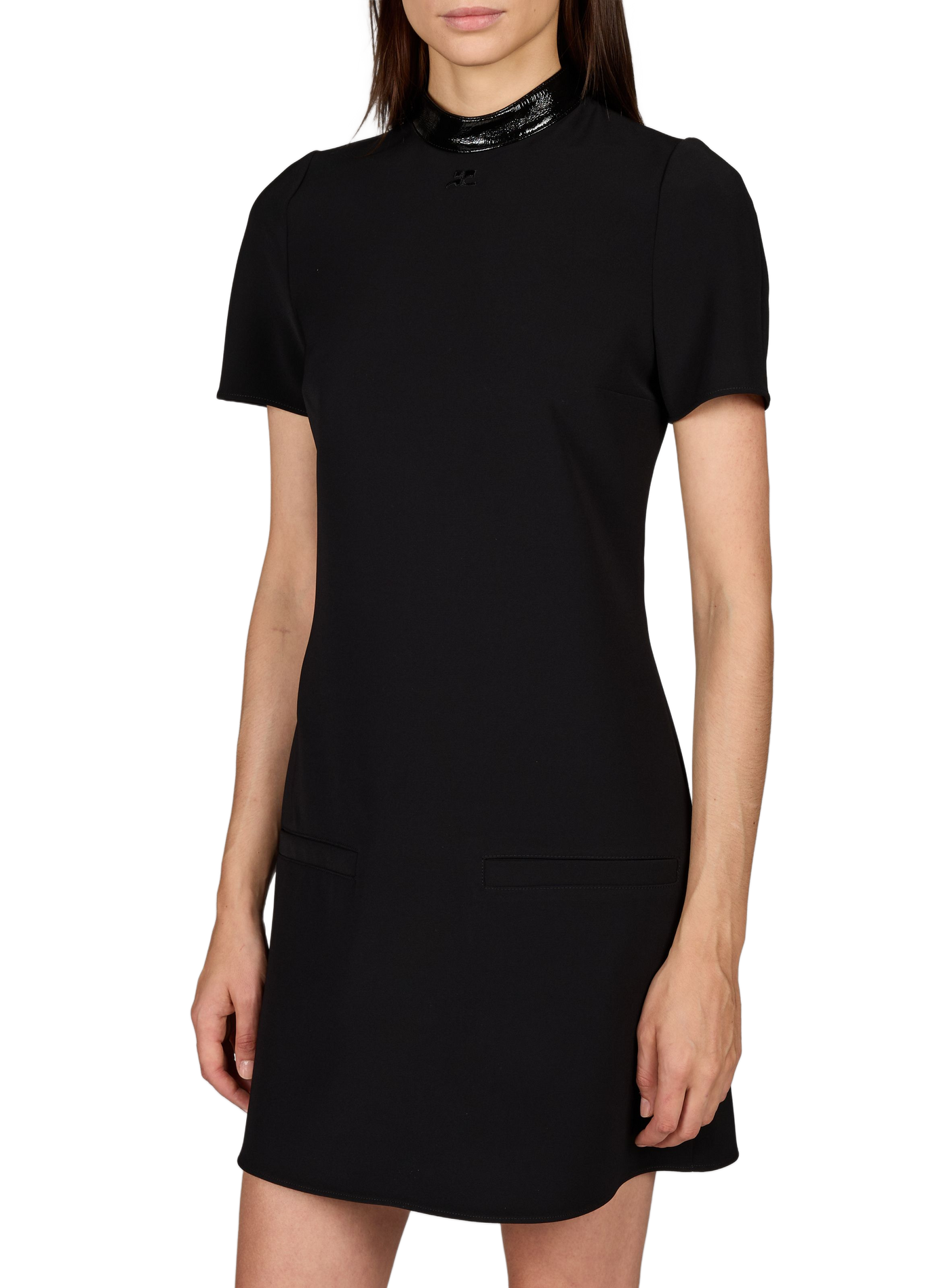 Short vinyl dress with collar COURRÈGES Black