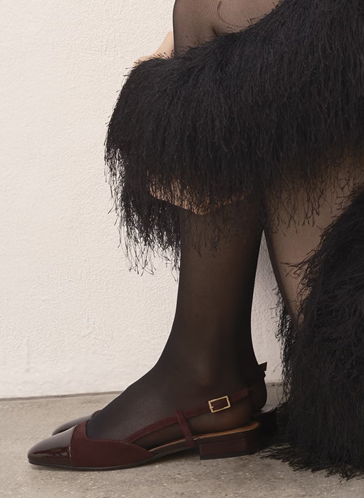 Ballerines en cuir bi-matière dhapou | Rouge JONAK Femme