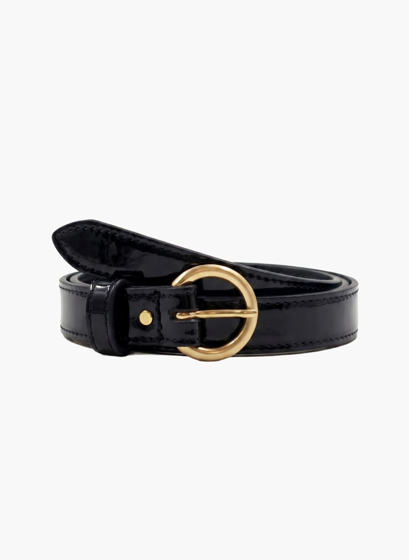 Ceinture boucle d'or cuir vernis JULES & JENN Noir