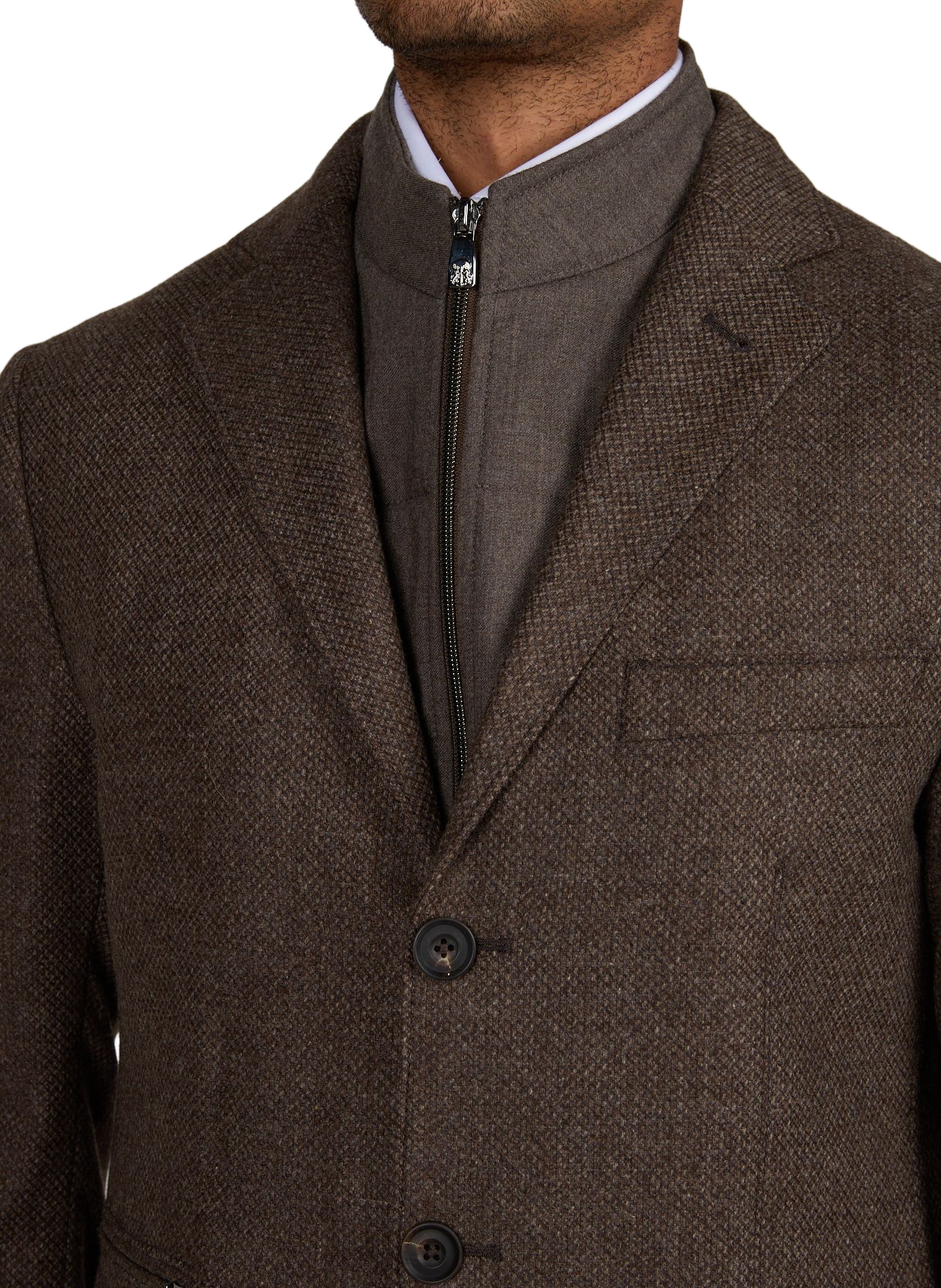 Blazer droit amovible en laine mélangée CORNELIANI Marron