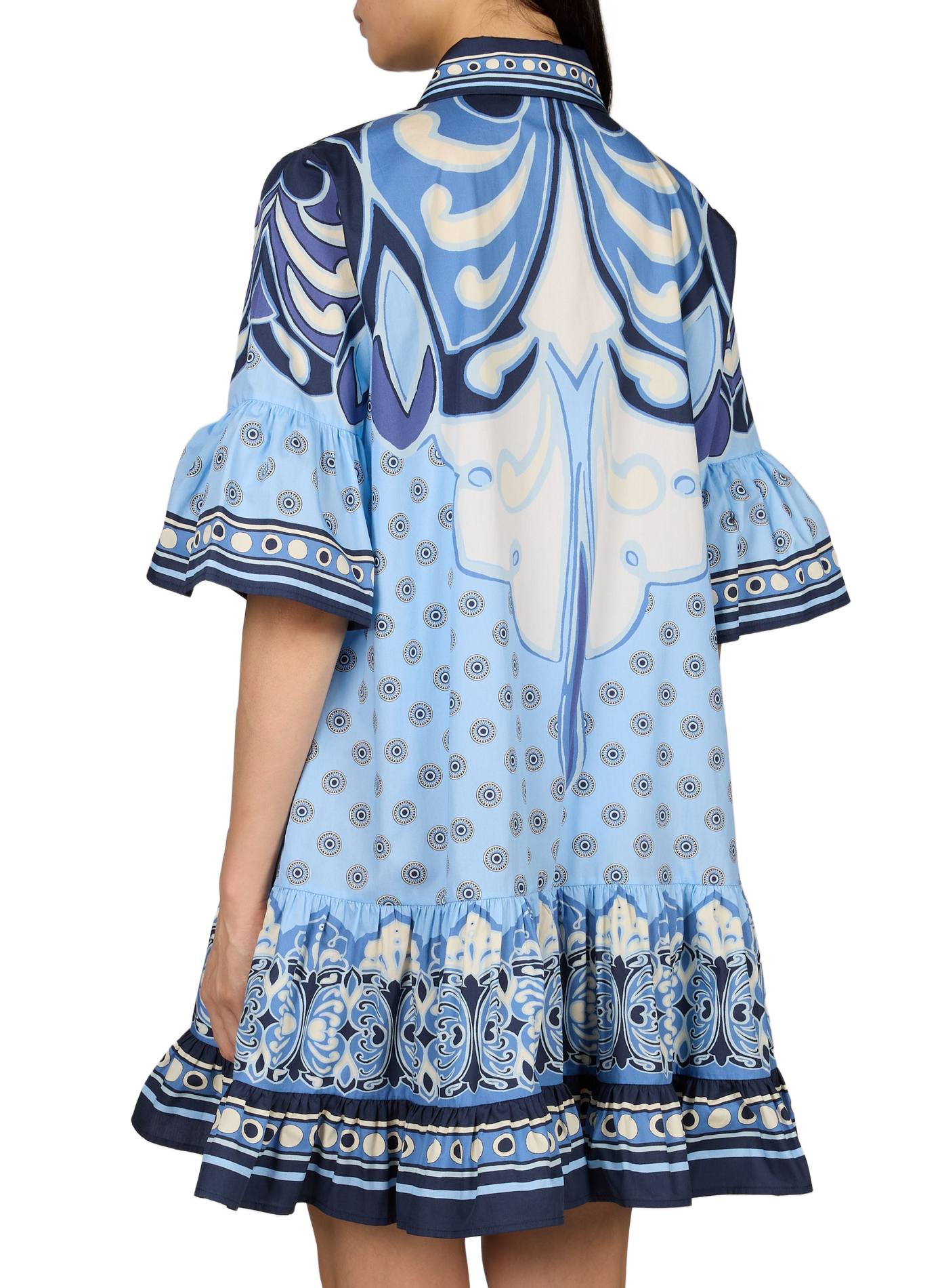 Vestito corto stampato in cotone CHOUX LA DOUBLEJ Blu