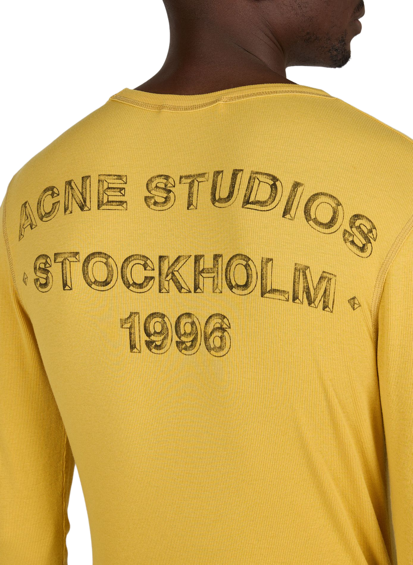 T-shirt droit col rond à imprimé ACNE STUDIOS Jaune