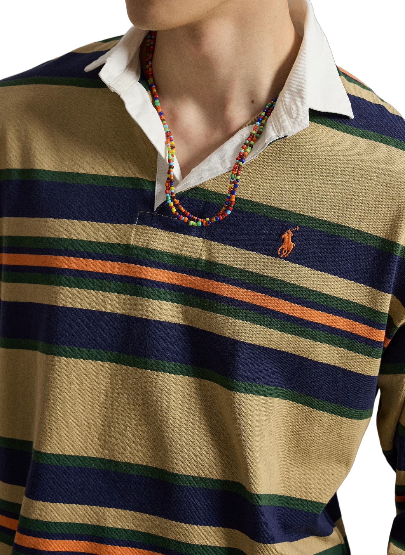 Polo droit rayé en coton POLO RALPH LAUREN Beige