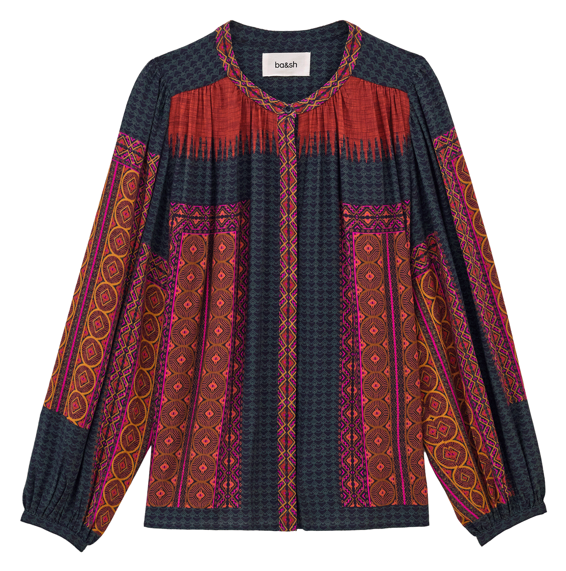 Blouse ample imprimée col rond olivio BA&SH Rouge