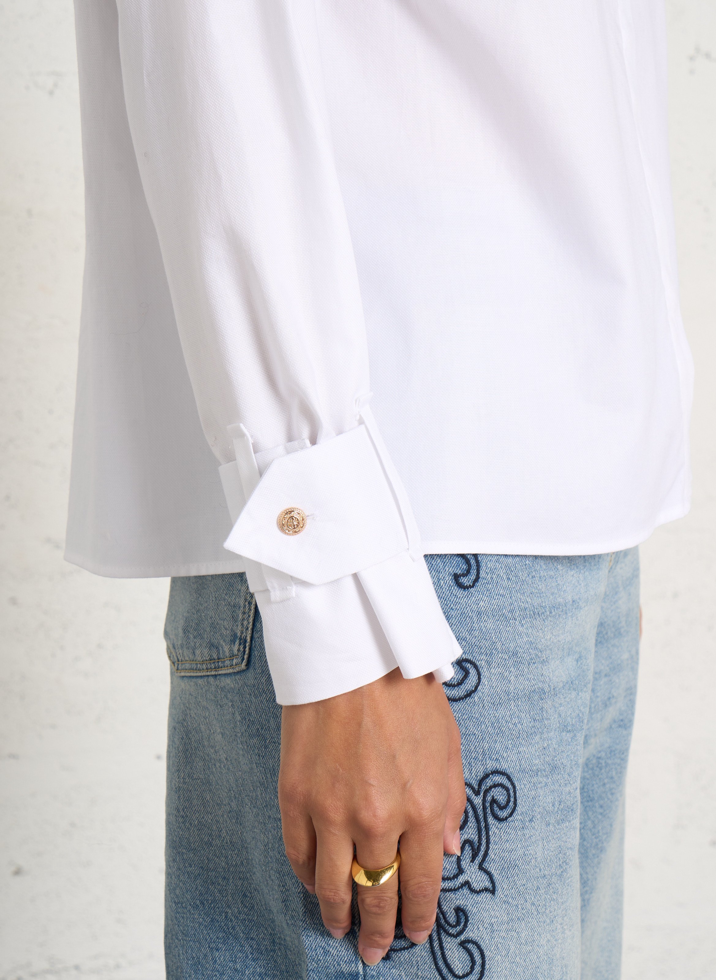 Chemise droite en coton maxime MAISON 123 Blanc