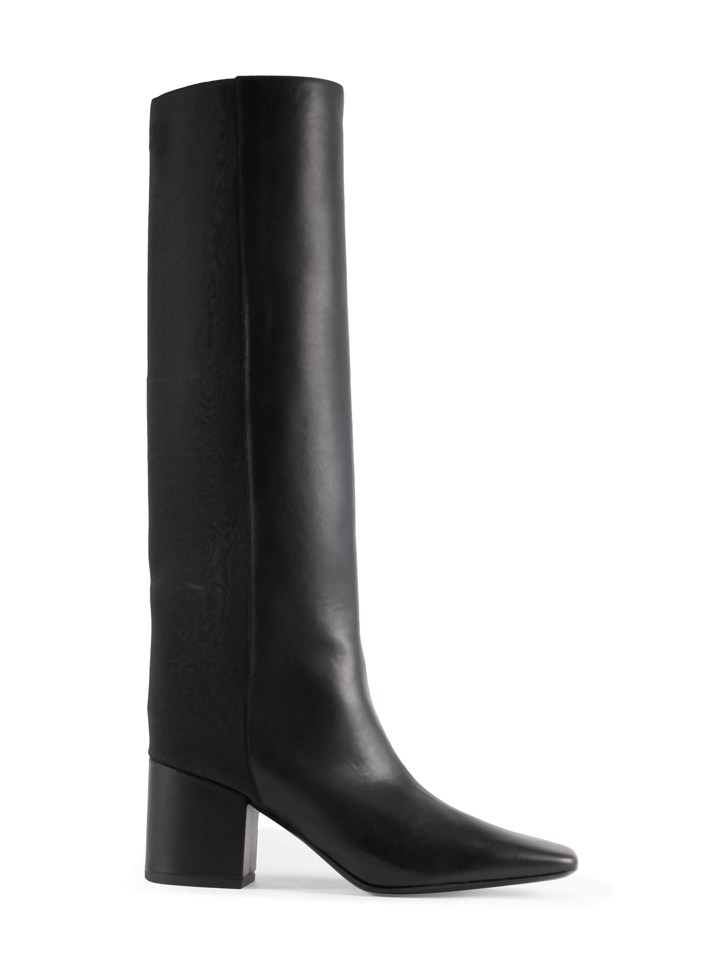 High leather boots with elastic inserts COURRÈGES Black