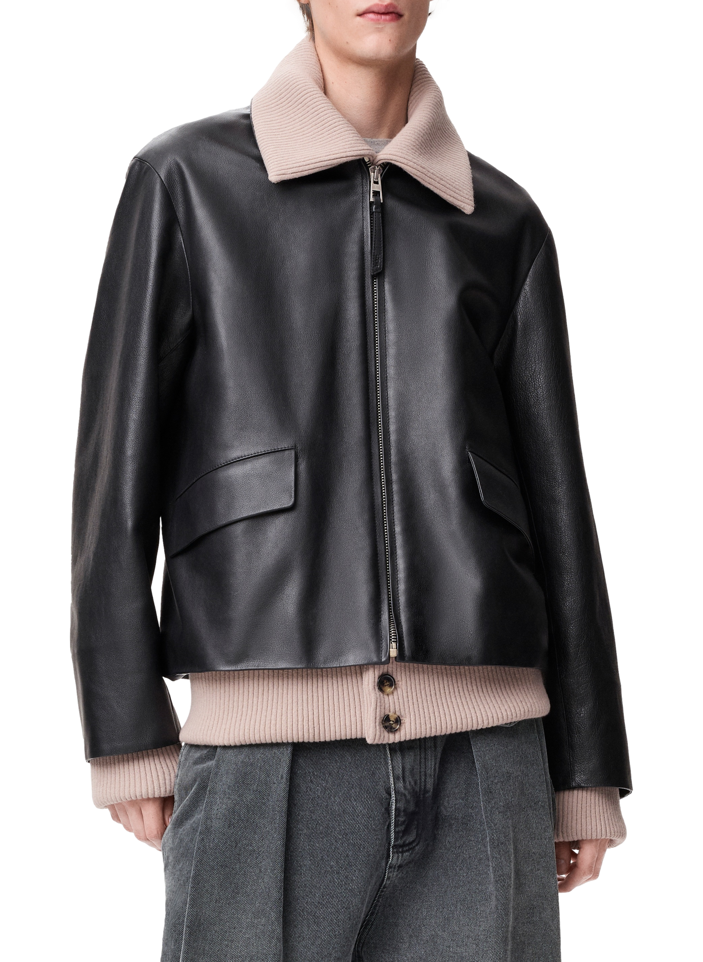 Veste en cuir de buffle nappa LOEWE Noir