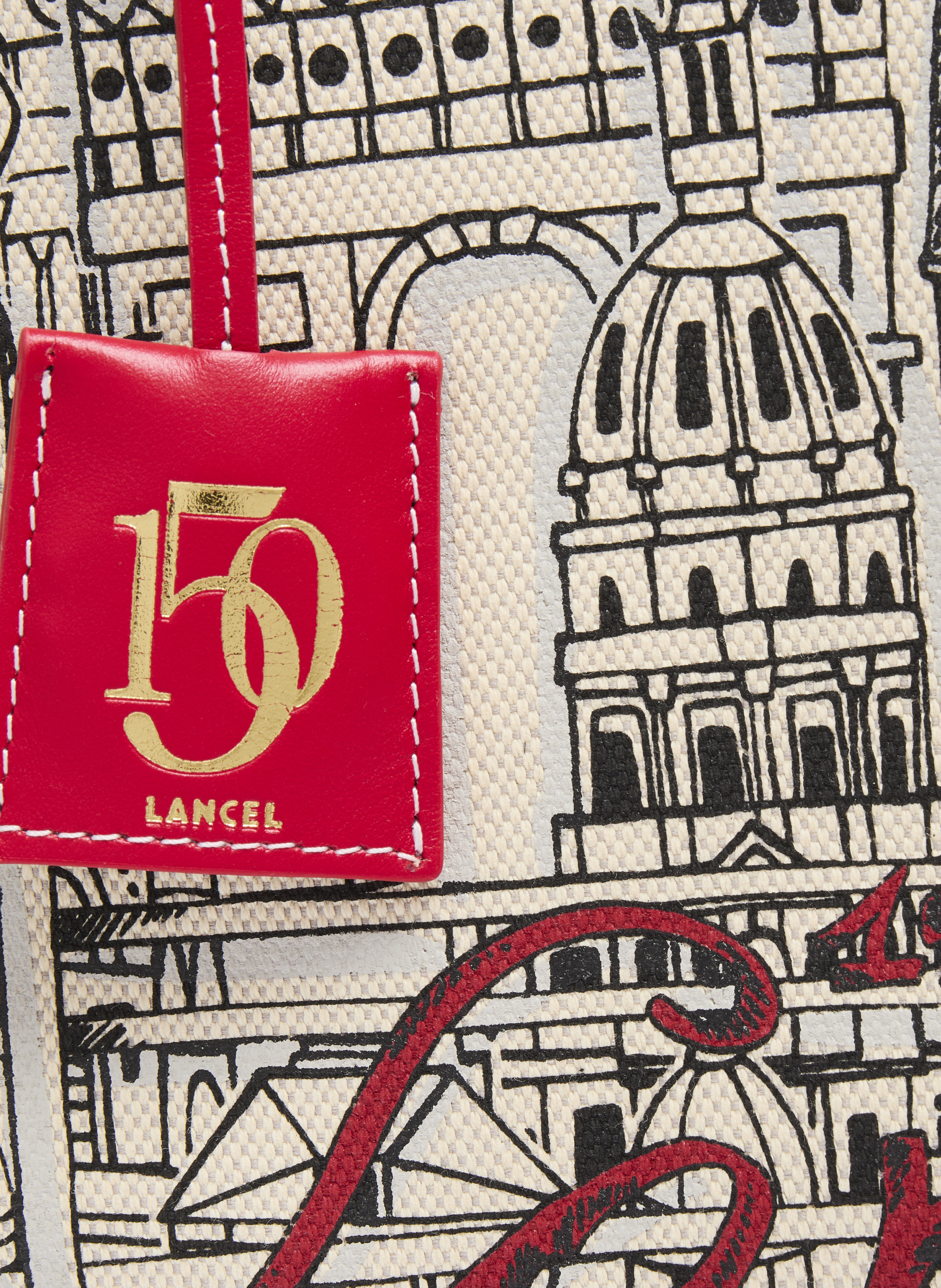 Sac cabas capsule lancel 150y en animation toile 150y : toile texturee & cuir de vachette lisse LANCEL Multicolore