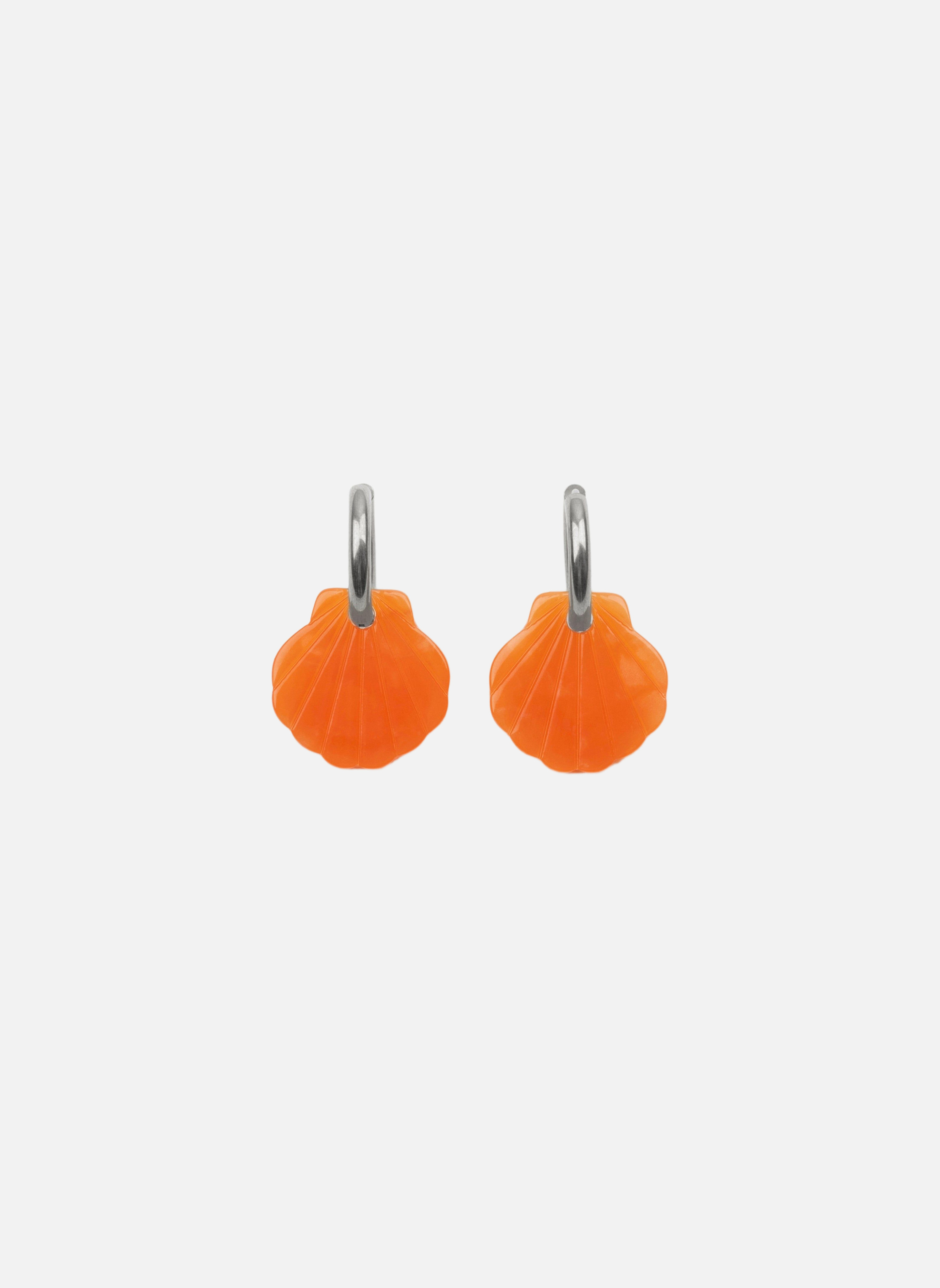 Boucles d'oreilles baby mermaid avec anneaux en acier inoxydable argenté  Orange
