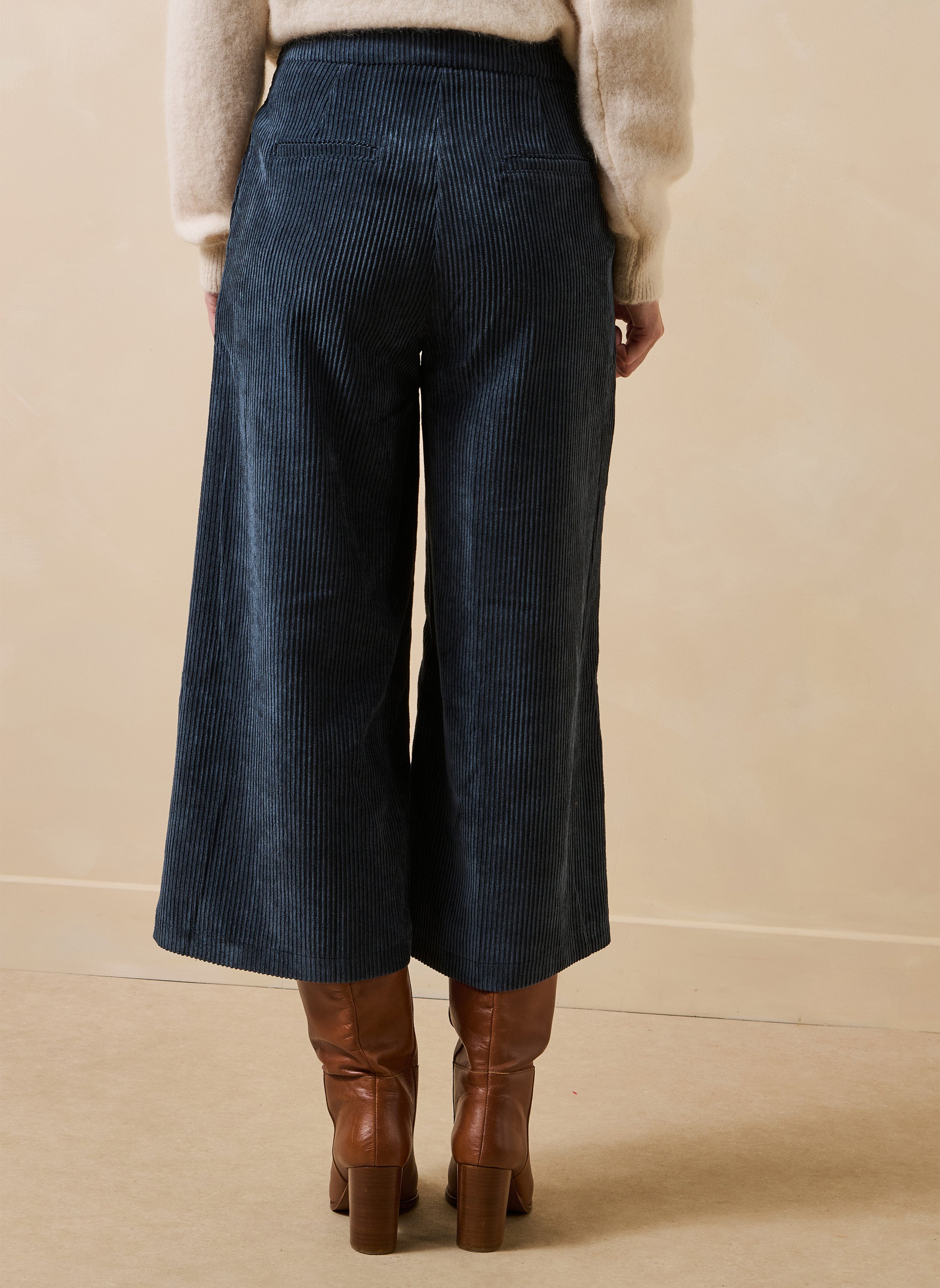 Cropped ribfluwelen broek LA FEE MARABOUTEE Blauw