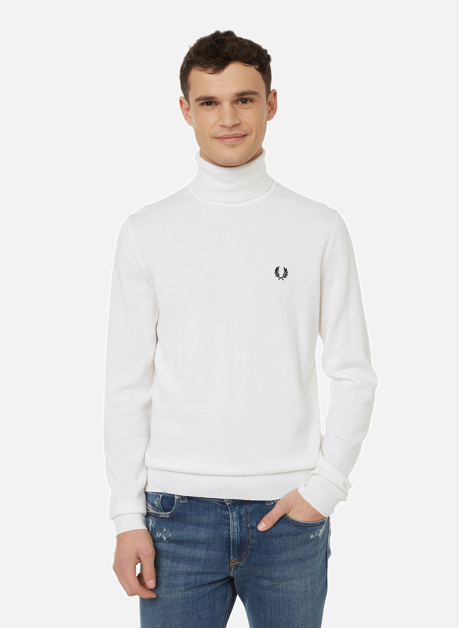 FRED PERRY merino wool and cotton turtleneck sweater