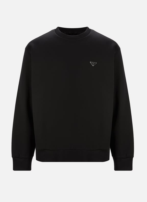 Sweatshirt en coton mélangé Noir by PRADA PRADA Sweatshirt en coton mélangé Noir