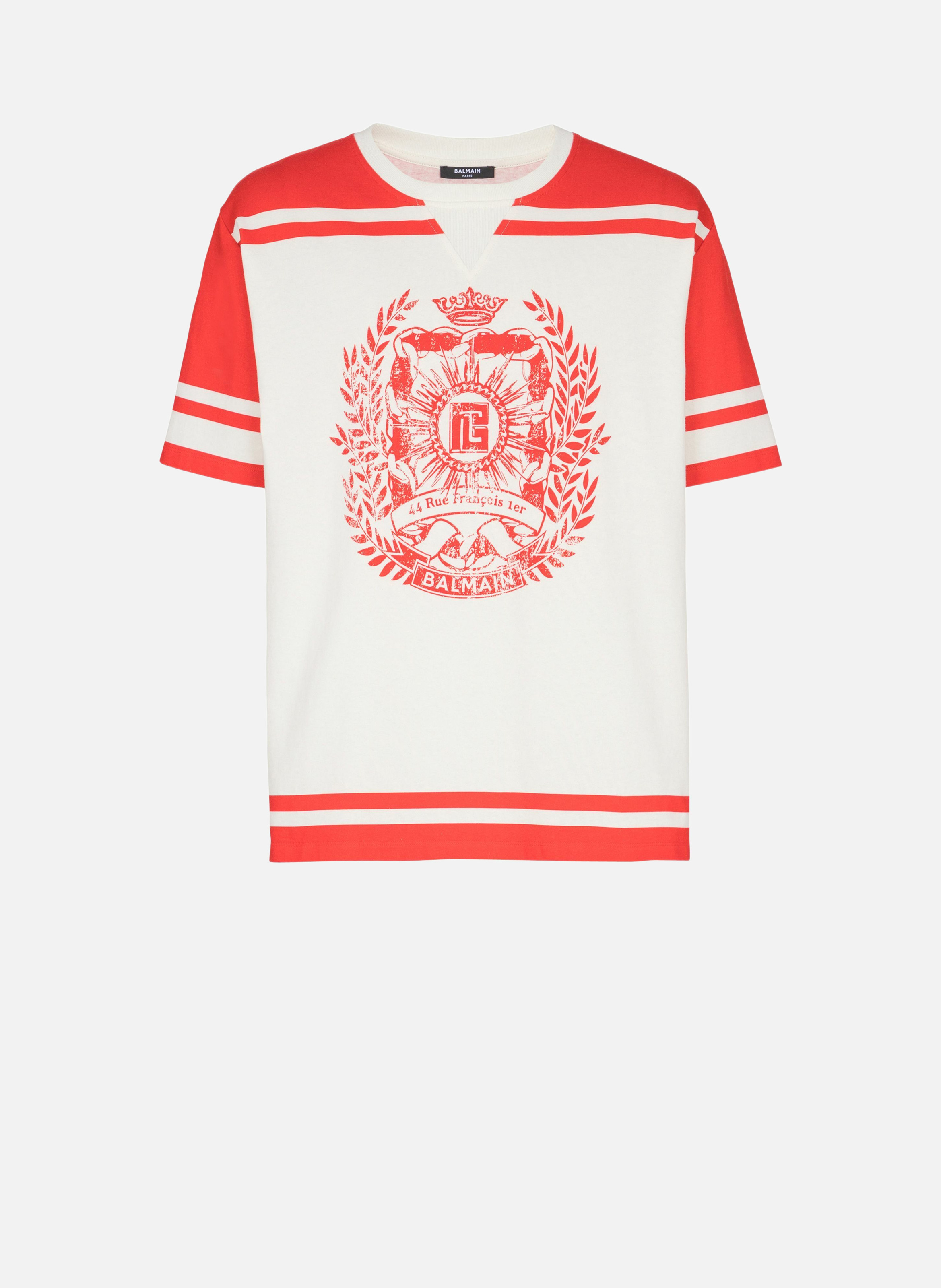 T-shirt varsity imprimé balmain écusson BALMAIN Rouge