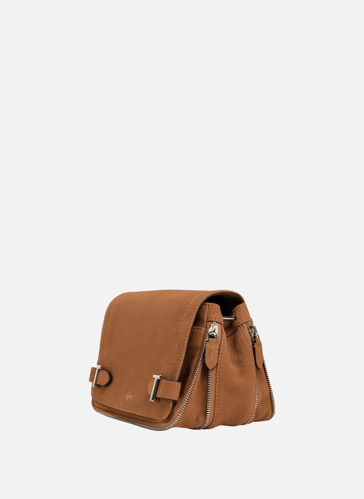 Petit sac bandoulière simone en cuir nubuck grainé LE TANNEUR Marron