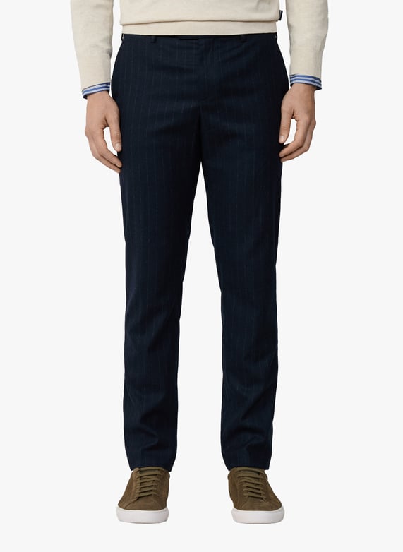 Pantalon droit rayé en laine | Bleu by FACONNABLE Pantalon droit rayé en laine Bleu