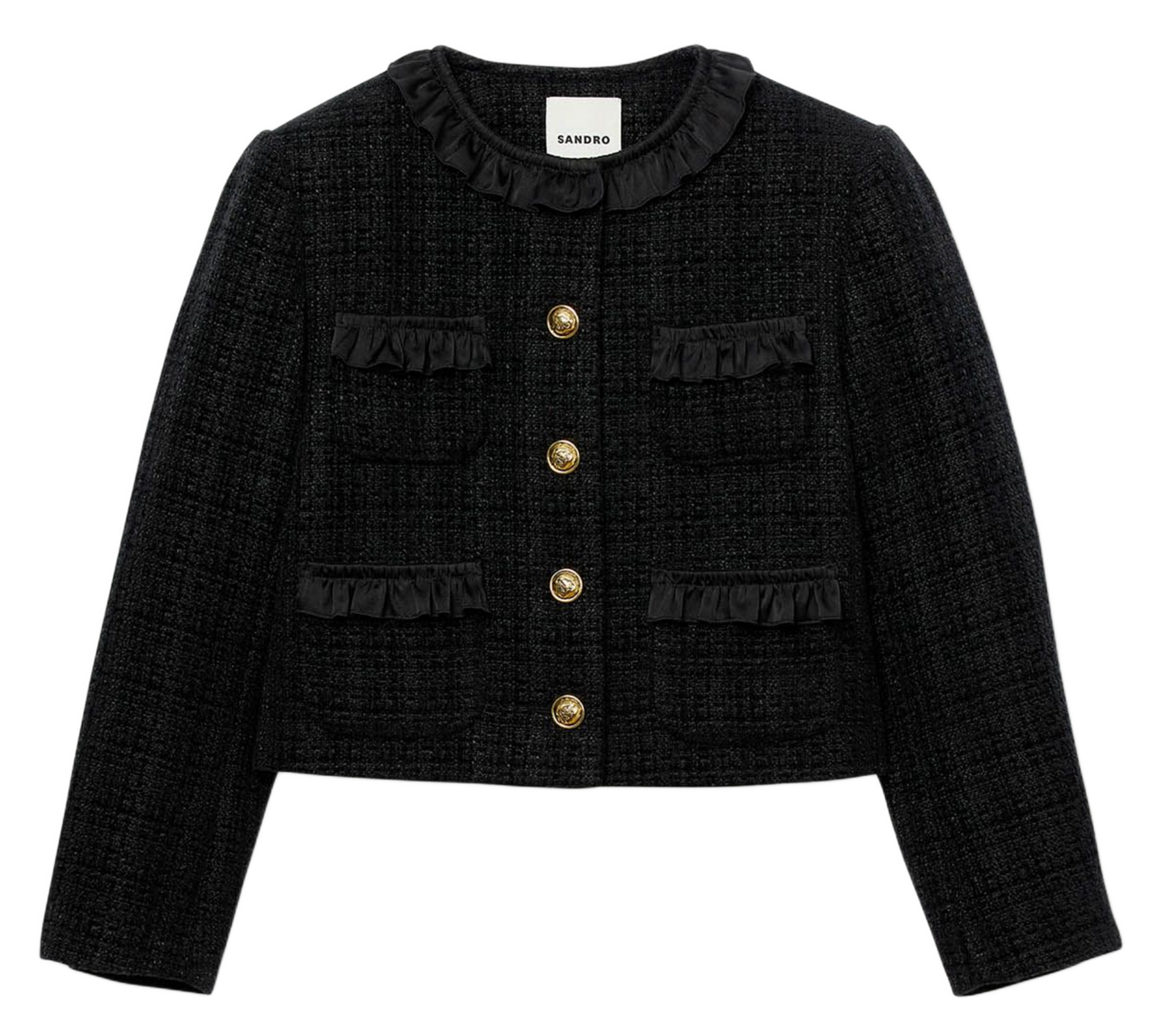 Veste en tweed col rond Noir